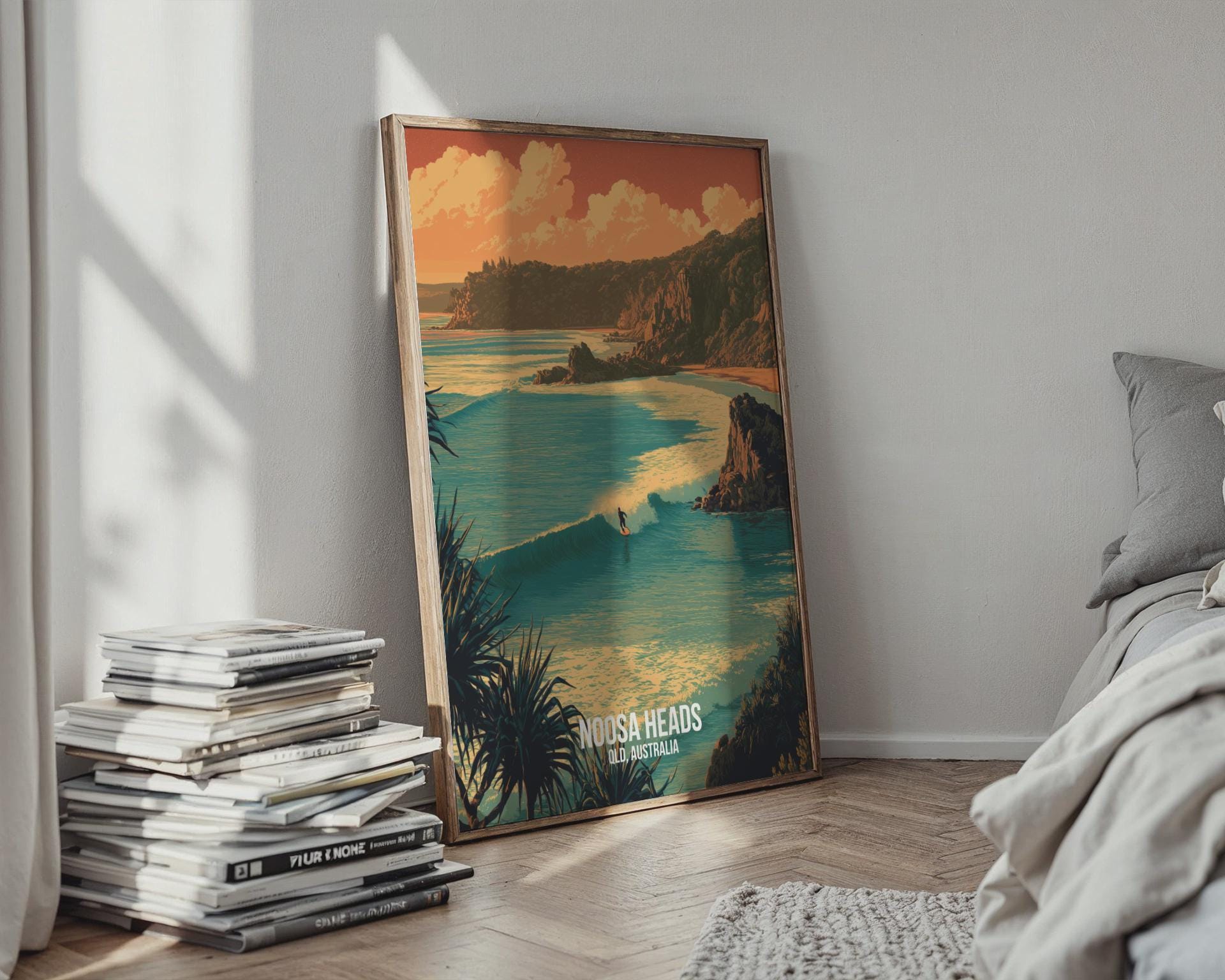 Noosa Heads Surf Poster Art Print Australia - Travel Wall Art