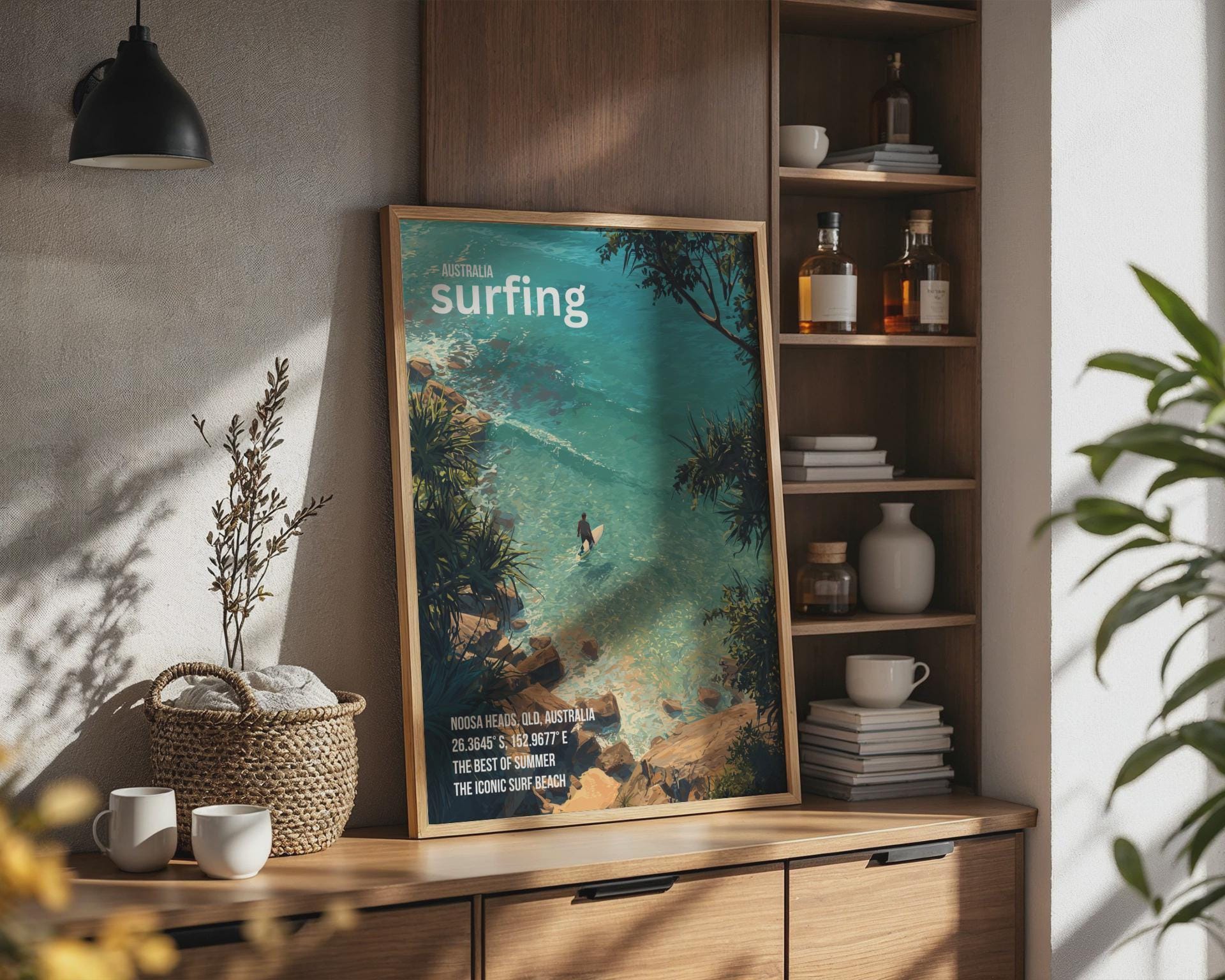 Australia Surfing Poster Noosa Heads Wall Art Summer Beach Print - Travel Wall Art