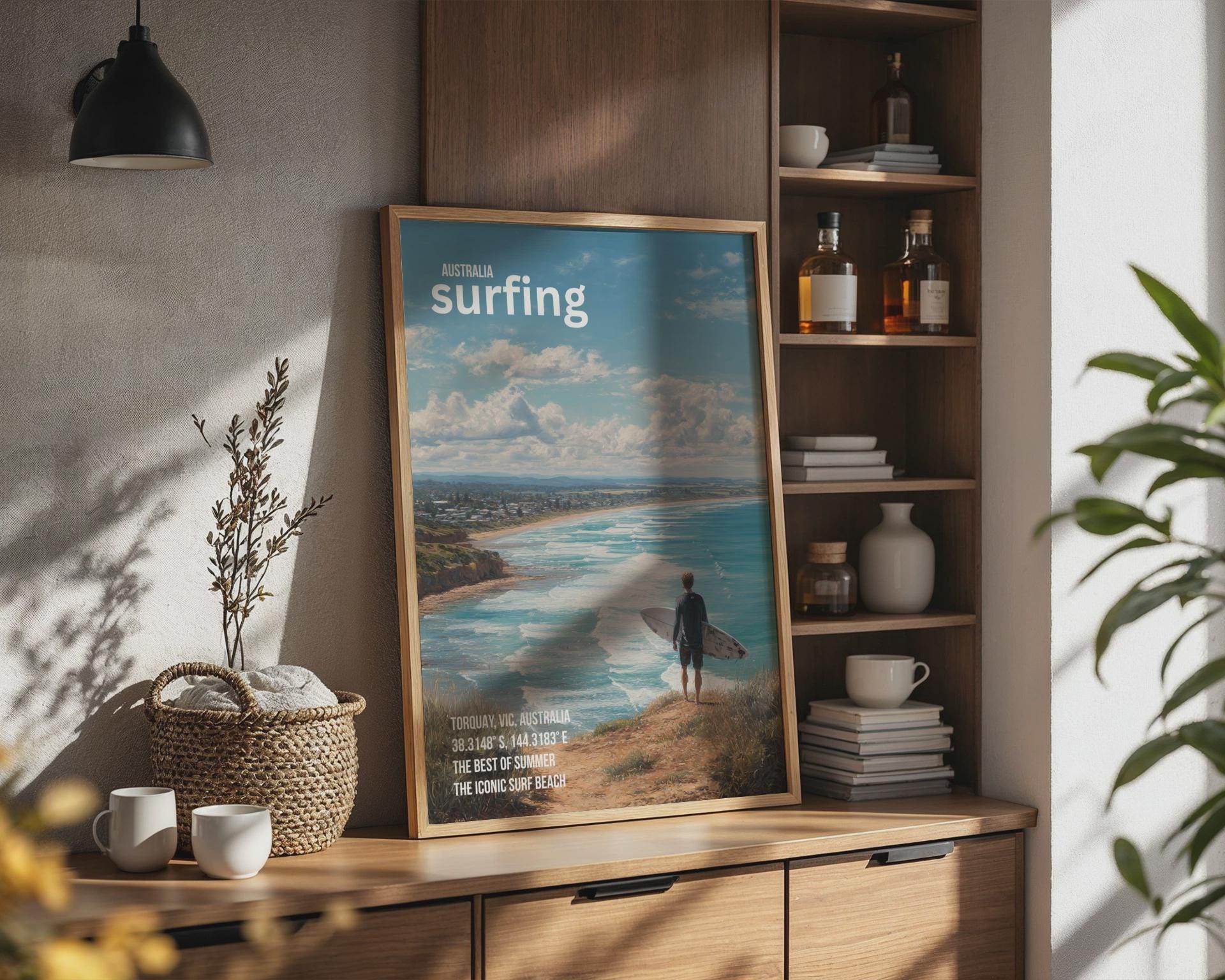 Surfing Poster Torquay Australia Wall Art Decorative Print - Travel Wall Art