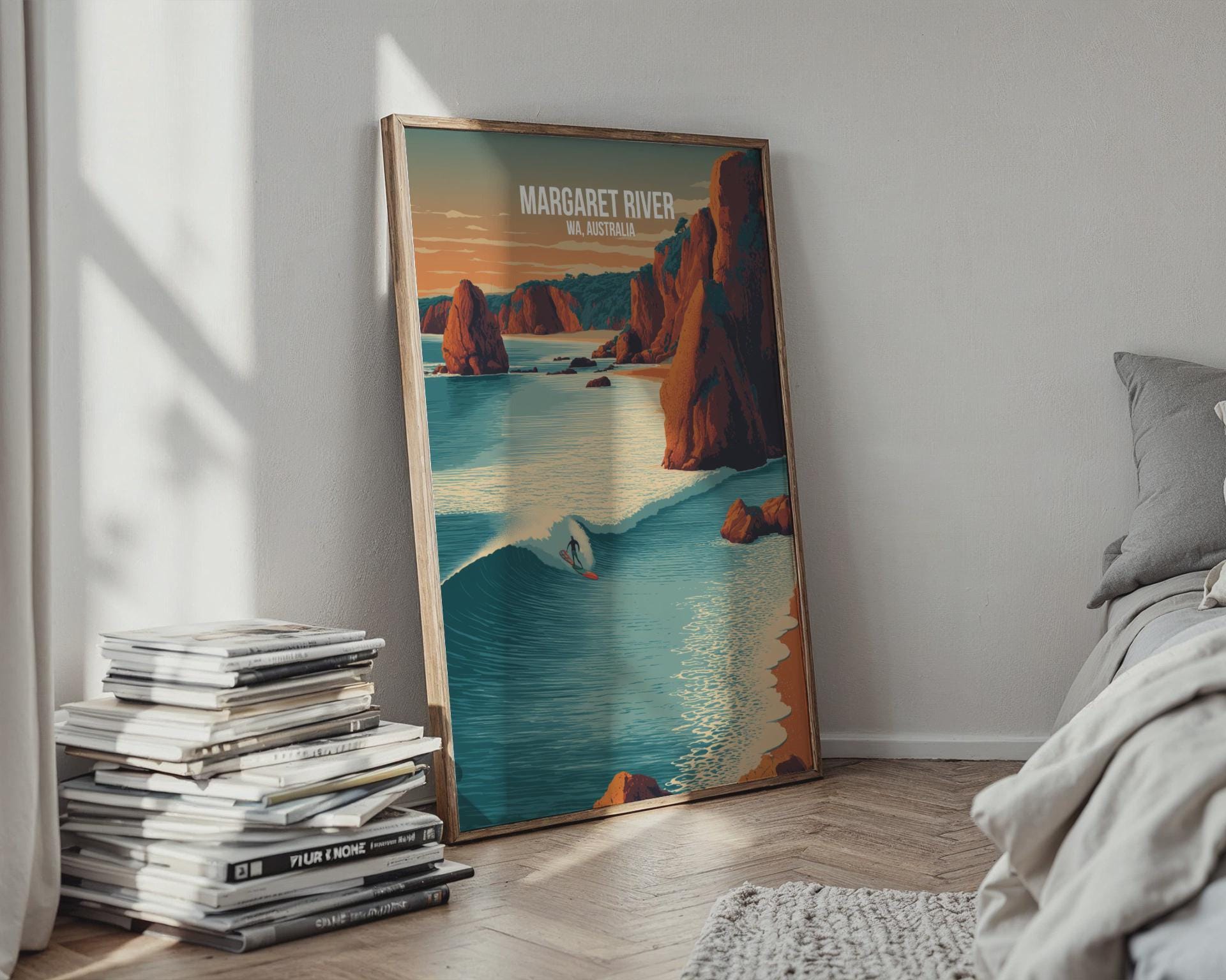 Margaret River Surf Art Print WA Australia Poster Coastal Wall Art - Travel Wall Art