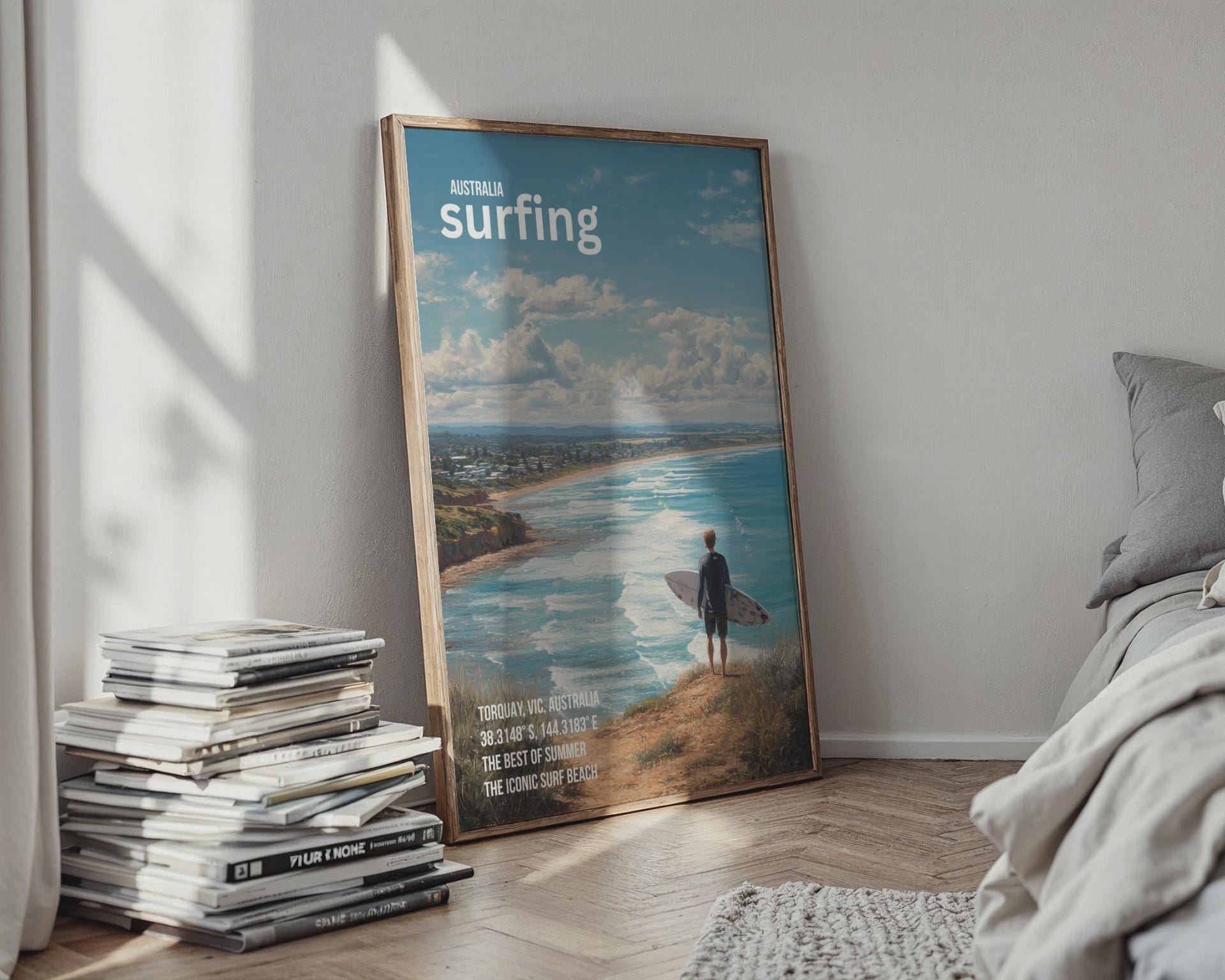 Surfing Poster Torquay Australia Wall Art Decorative Print - Travel Wall Art