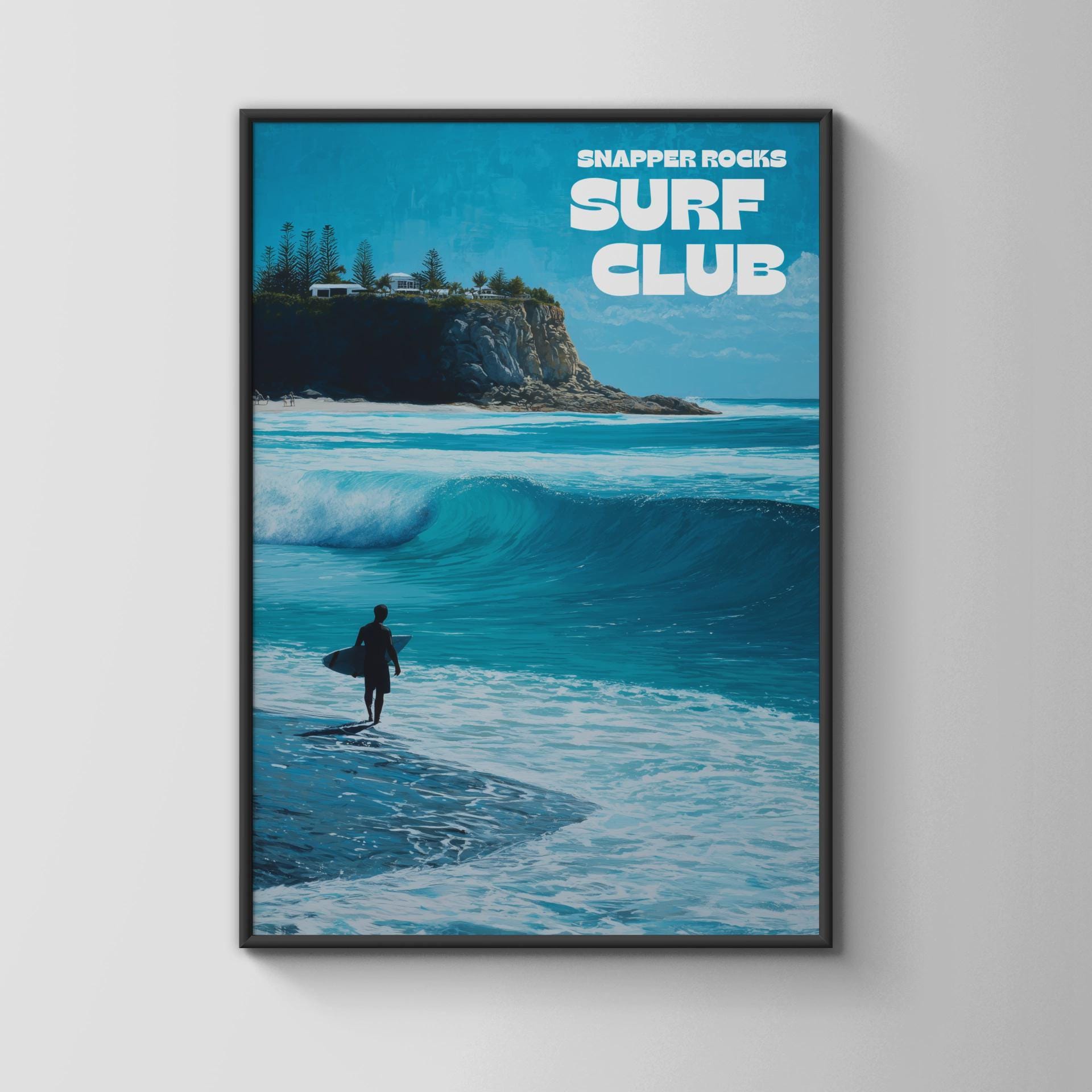 Snapper Rocks Surf Club Wall Art Surfing Landscape Poster - Travel Wall Art