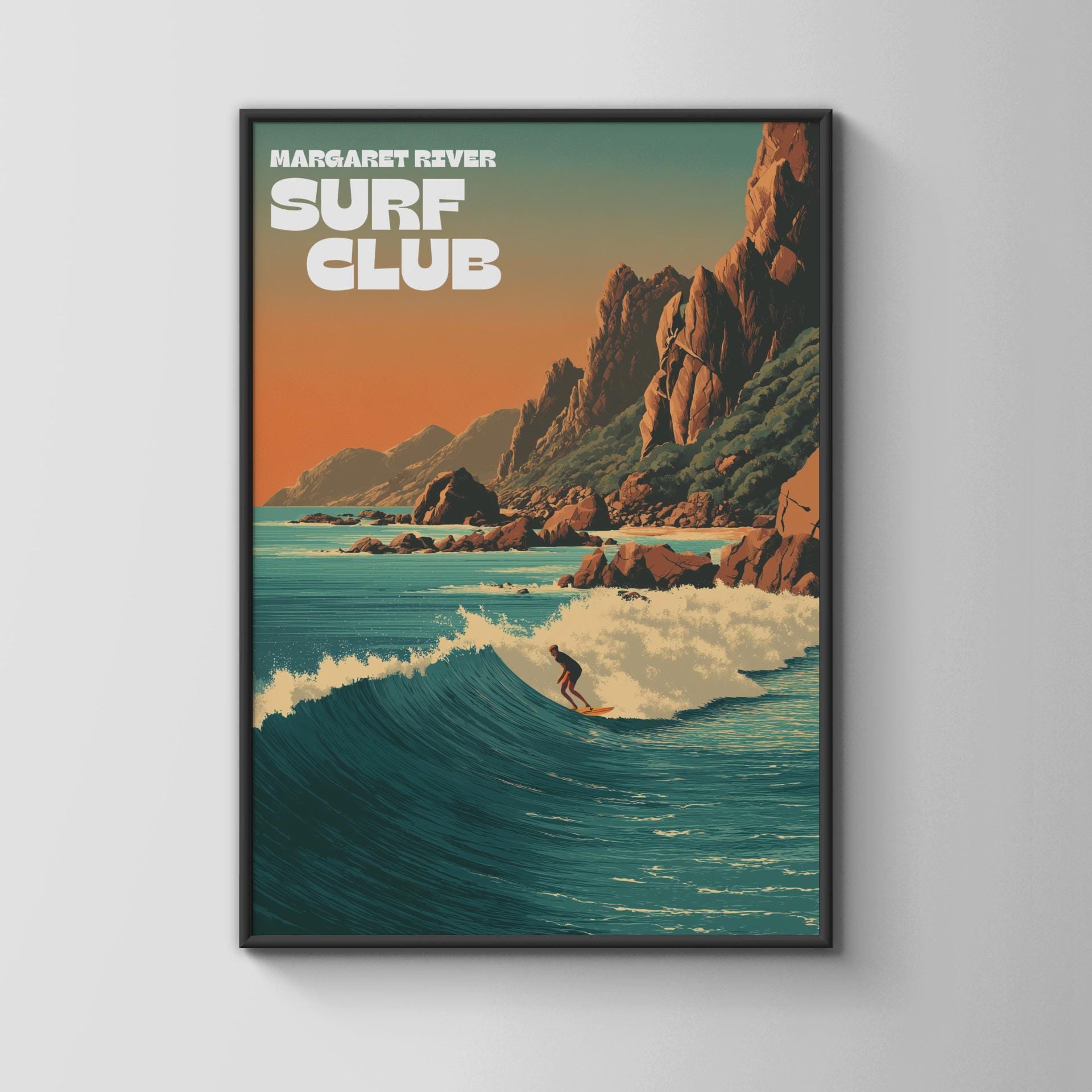 Margaret River Surf Club Poster Ocean Waves Beach Art - Travel Wall Art