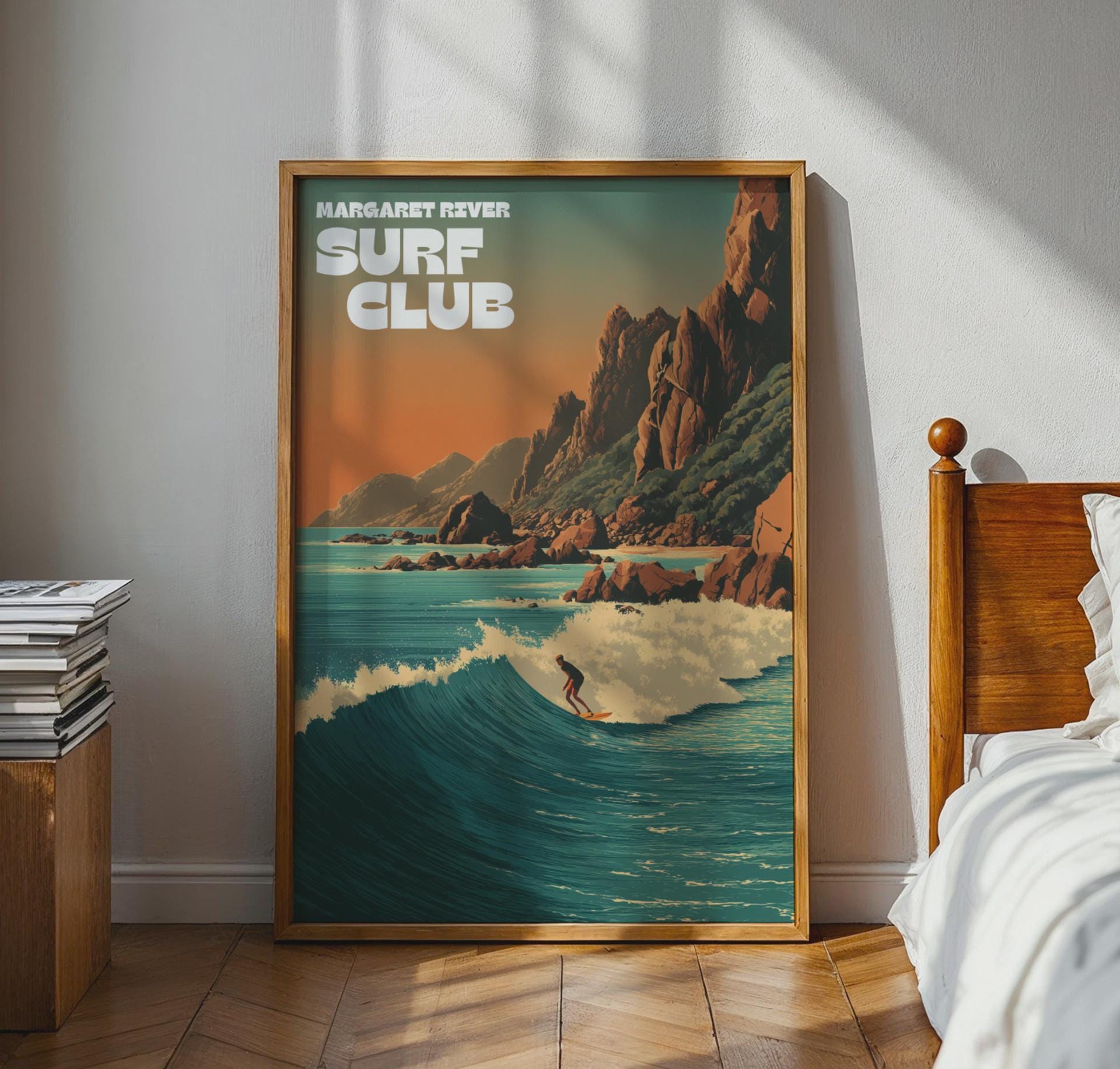 Margaret River Surf Club Poster Ocean Waves Beach Art - Travel Wall Art