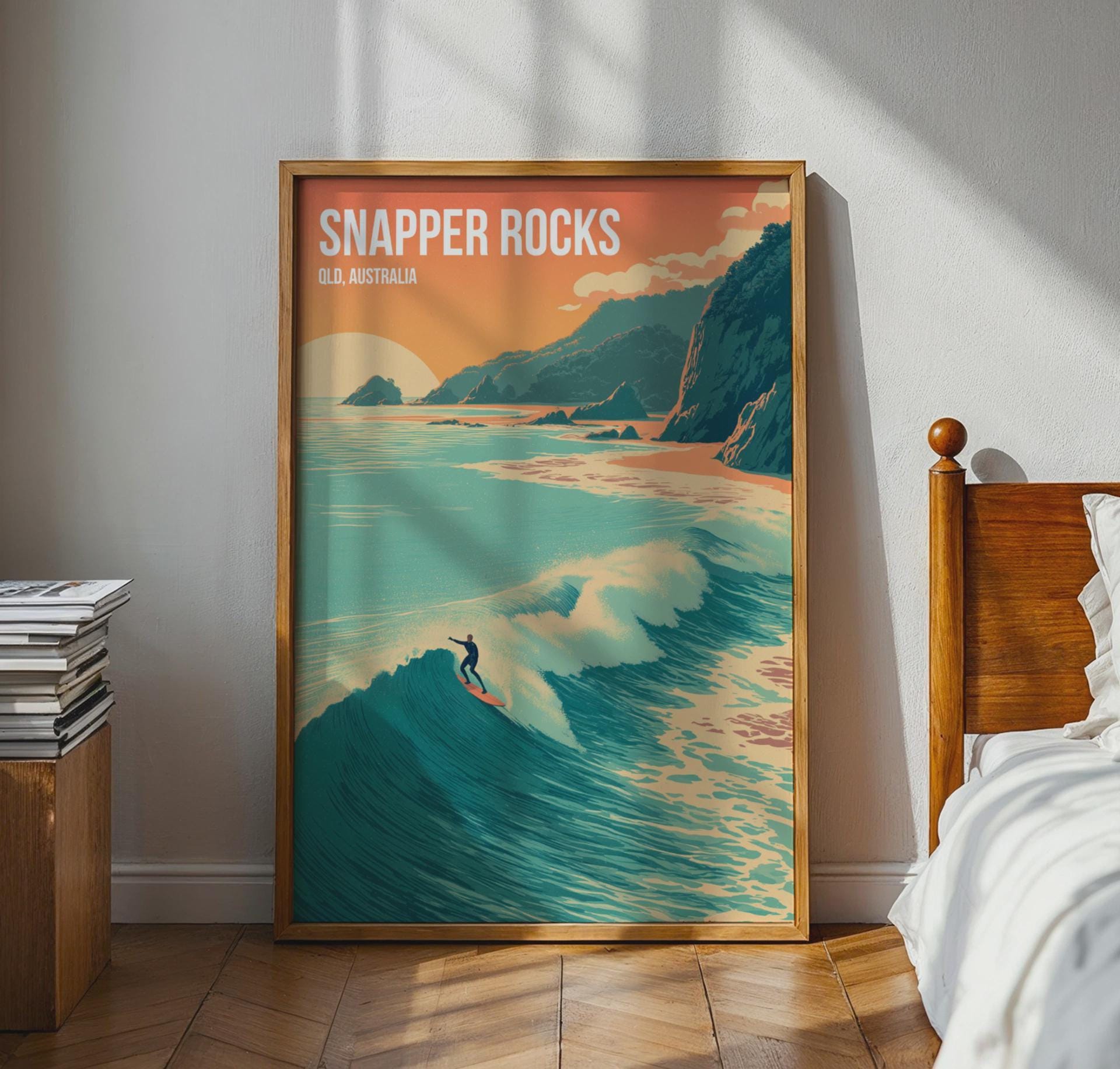 Snapper Rocks Surf Art Print QLD Australia Wall Art Coastal Style - Travel Wall Art