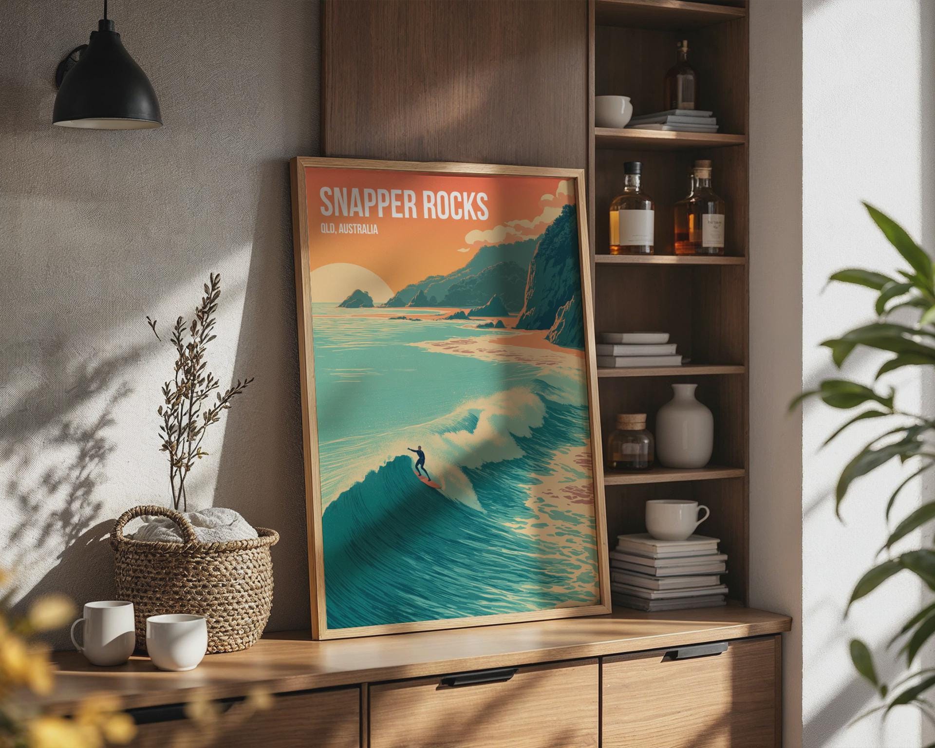 Snapper Rocks Surf Art Print QLD Australia Wall Art Coastal Style - Travel Wall Art