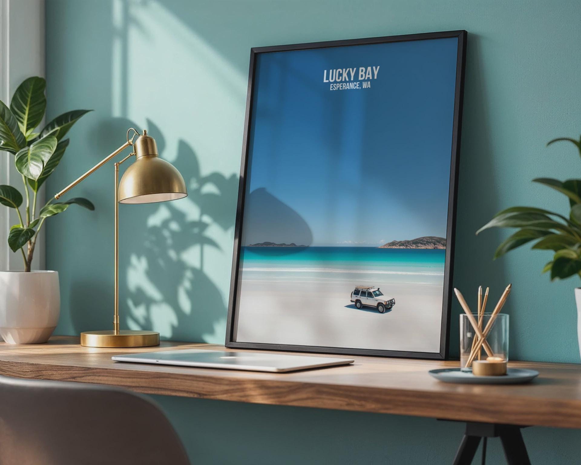 Lucky Bay Esperance WA Beach Print Poster Wall Art - Travel Wall Art
