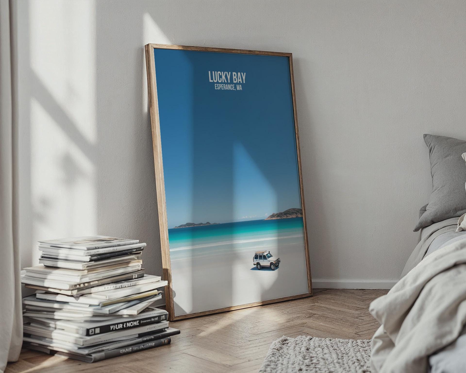Lucky Bay Esperance WA Beach Print Poster Wall Art - Travel Wall Art