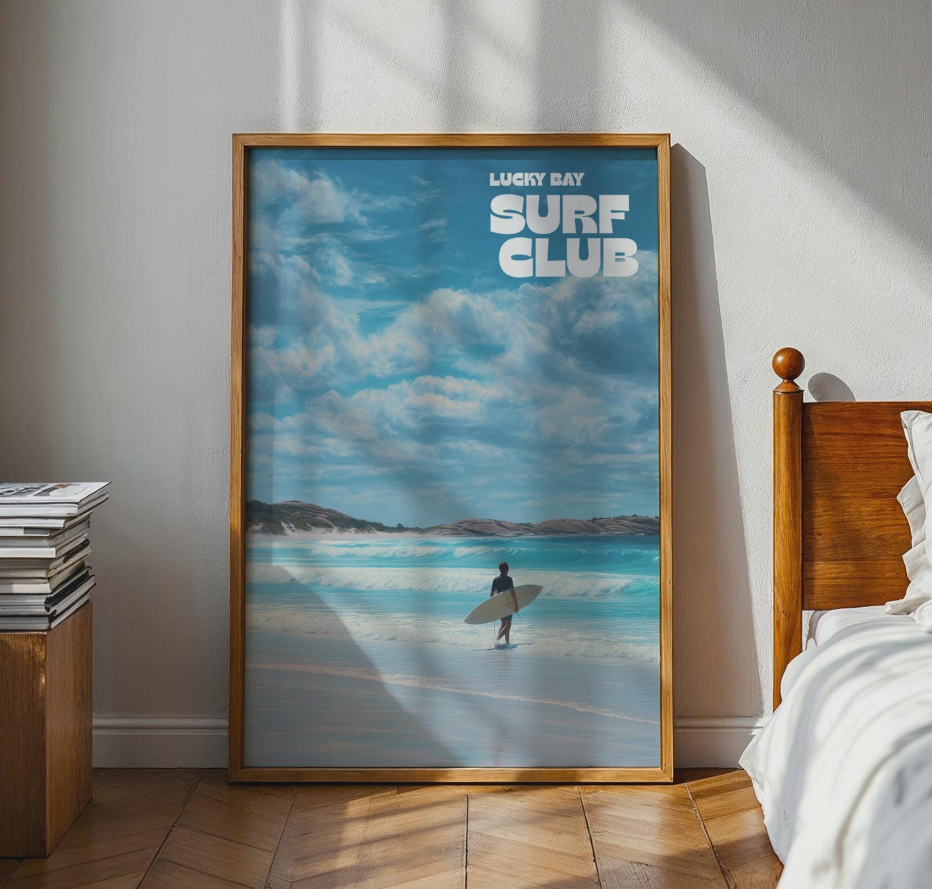 Lucky Bay Surf Club Poster Art Print Coastal Landscape - Travel Wall Art