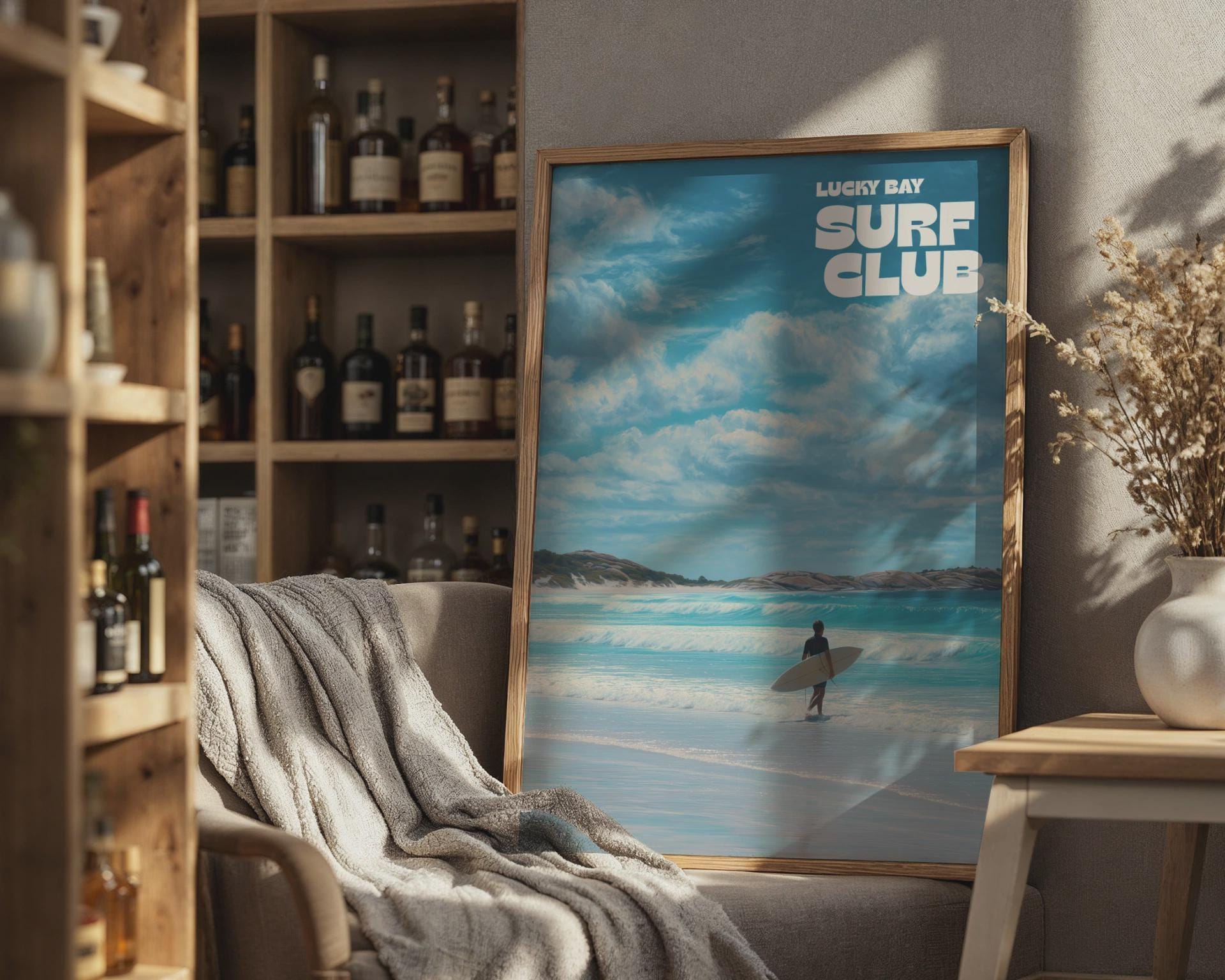 Lucky Bay Surf Club Poster Art Print Coastal Landscape - Travel Wall Art