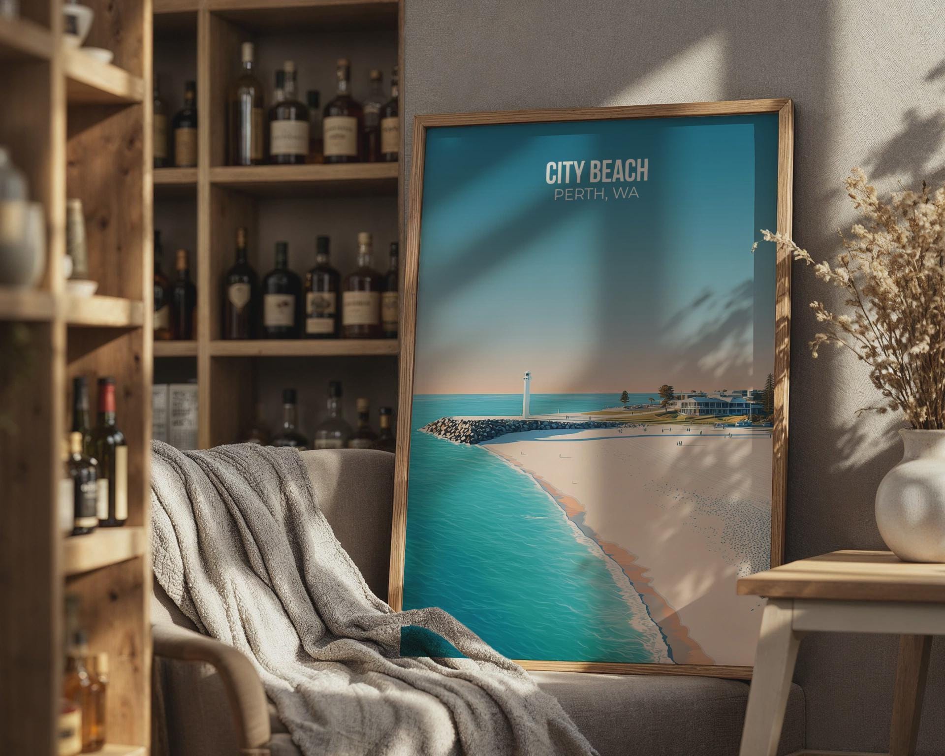 City Beach Perth WA Art Print Seaside Coastal Wall Art - Travel Wall Art