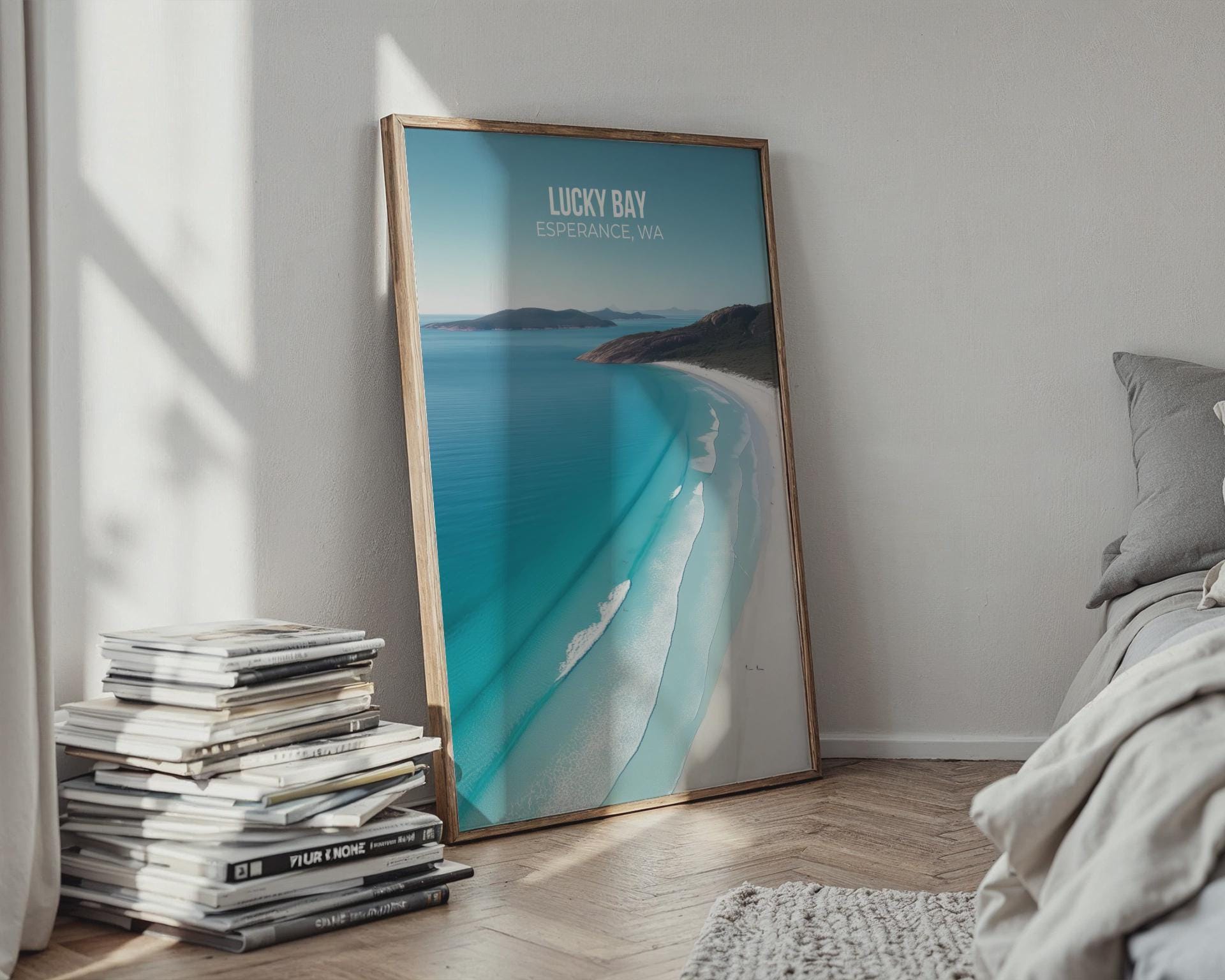 Aerial Beach Art Print Lucky Bay Esperance WA Coastal Wall Art - Travel Wall Art
