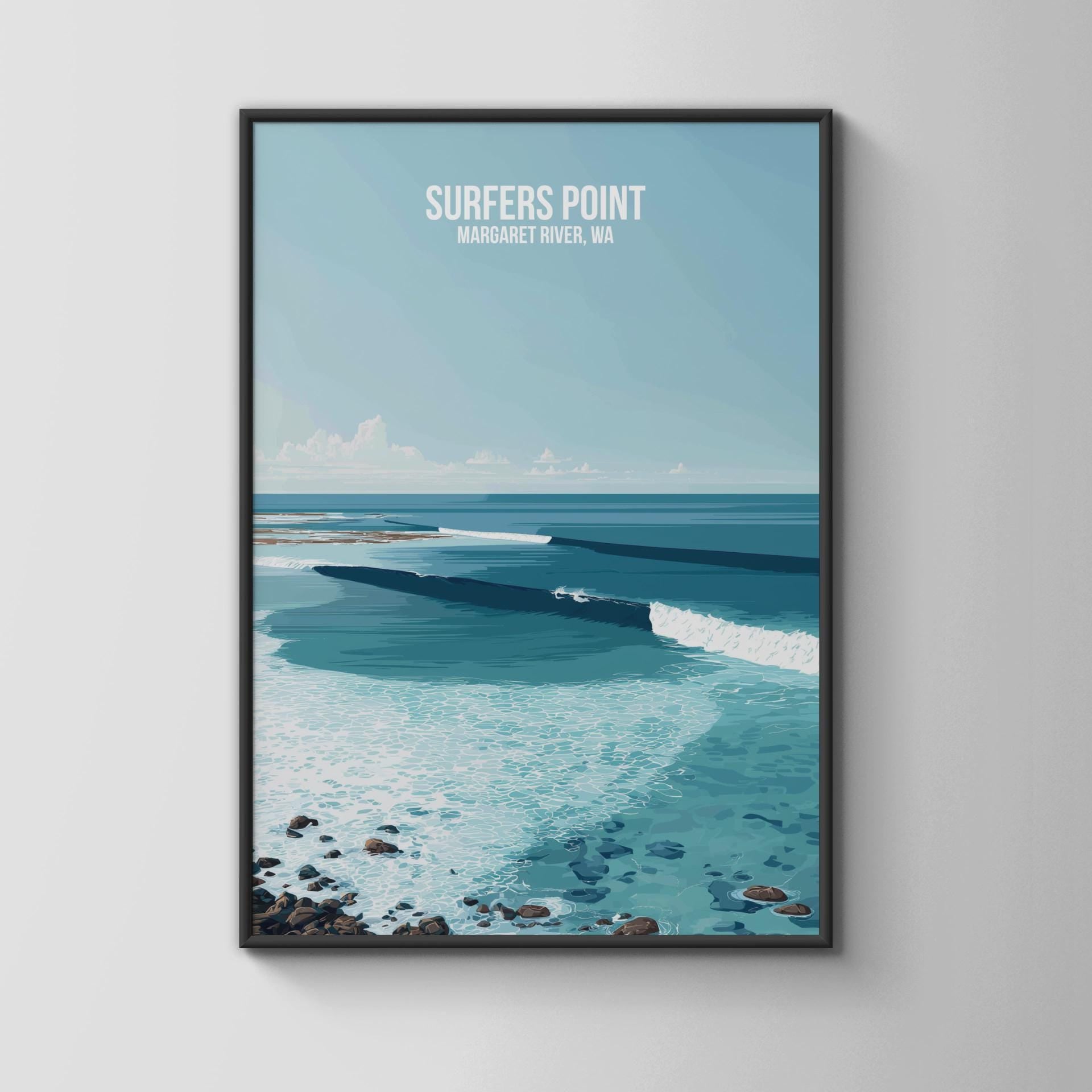 Surfers Point Poster Margaret River WA Coastal Artwork - Travel Wall Art