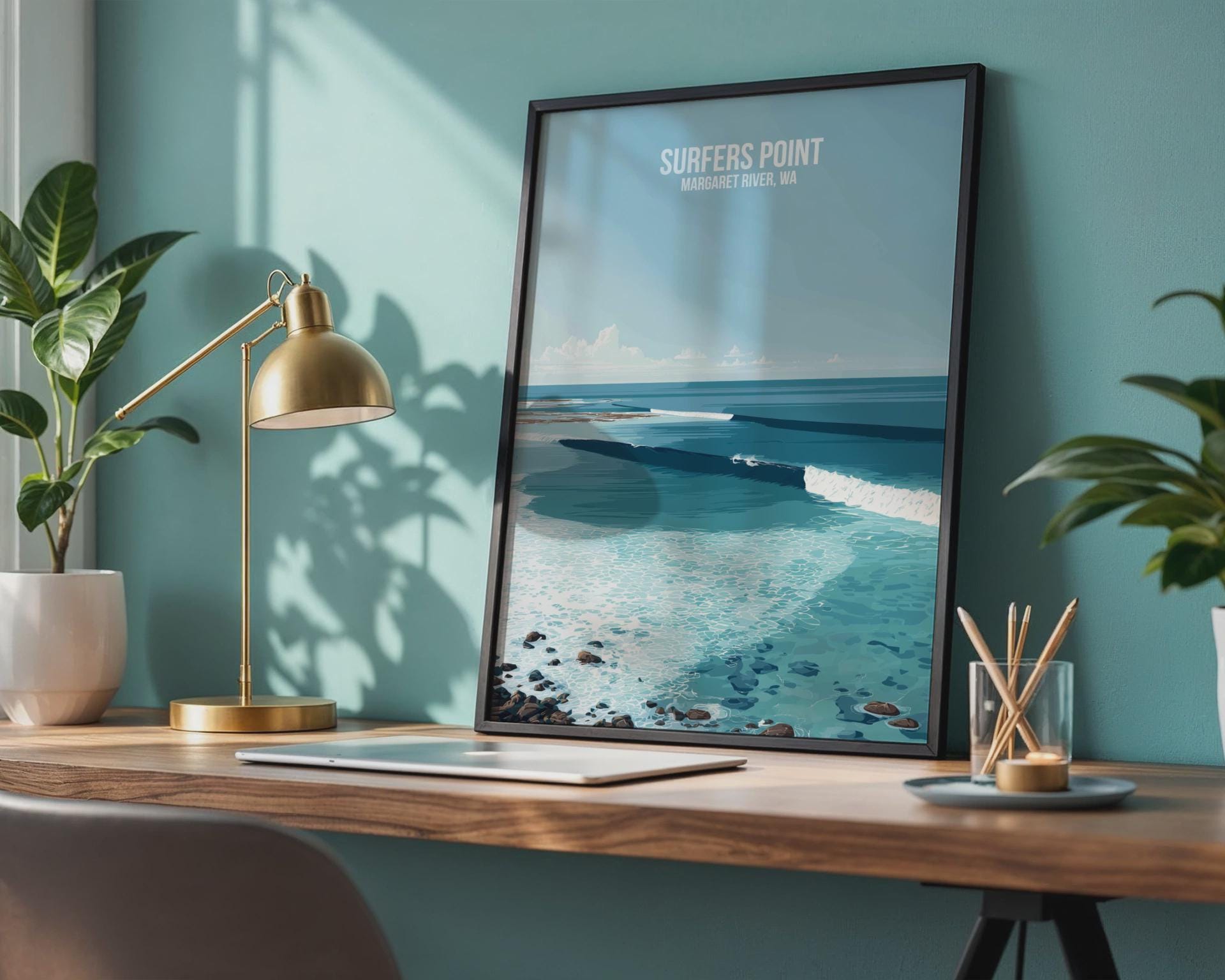 Surfers Point Poster Margaret River WA Coastal Artwork - Travel Wall Art