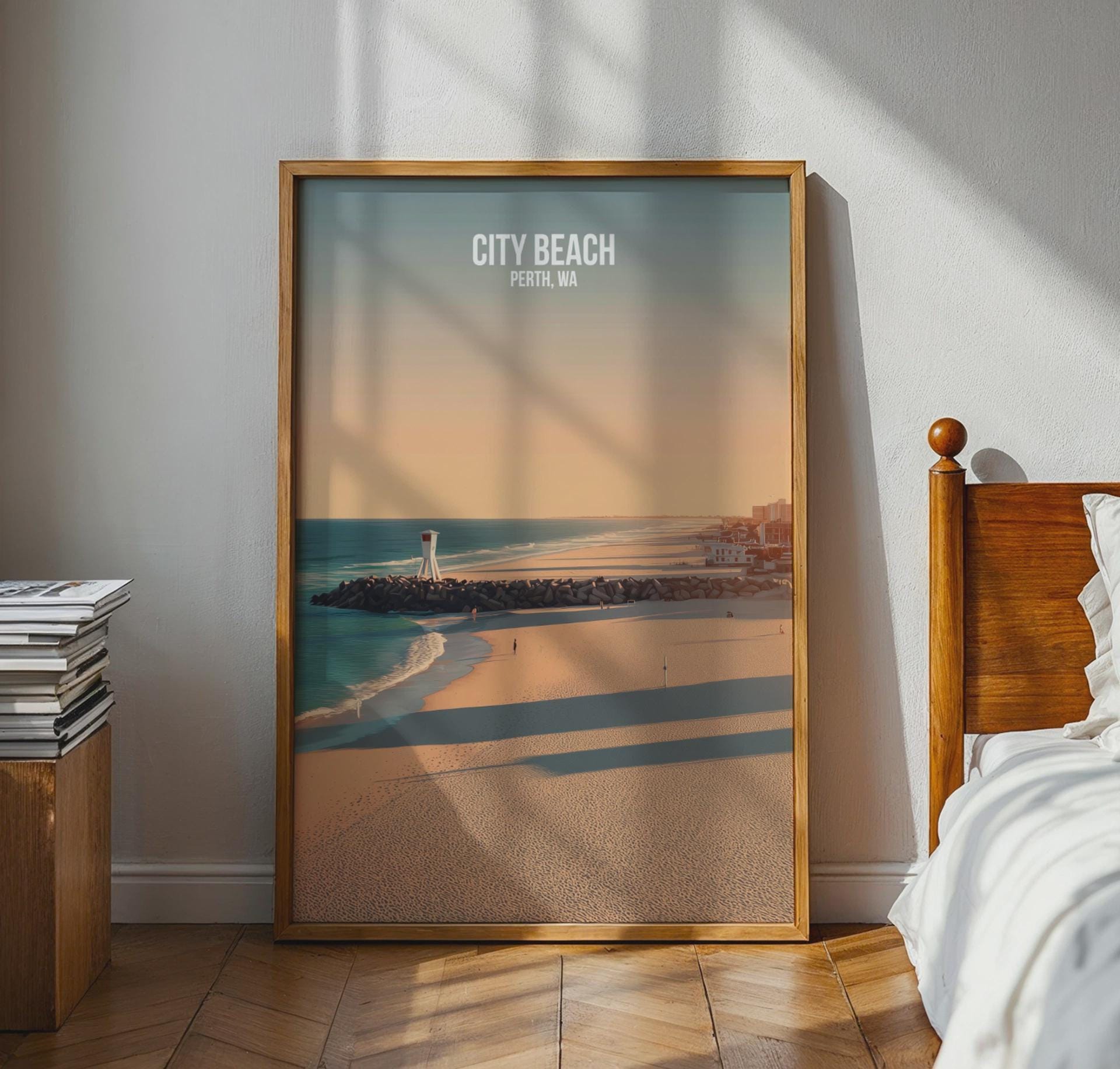 City Beach Perth Wall Art Travel Poster Print - Travel Wall Art