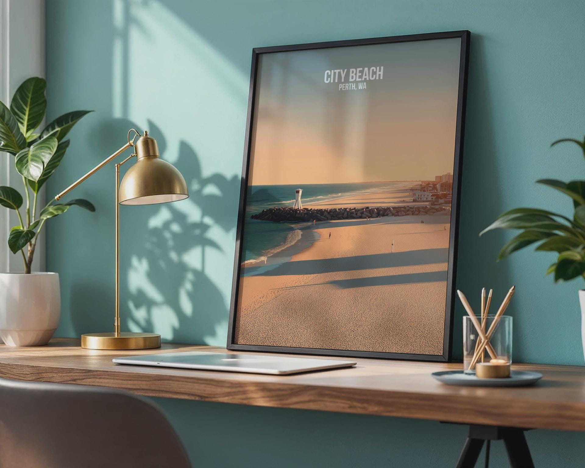 City Beach Perth Wall Art Travel Poster Print - Travel Wall Art
