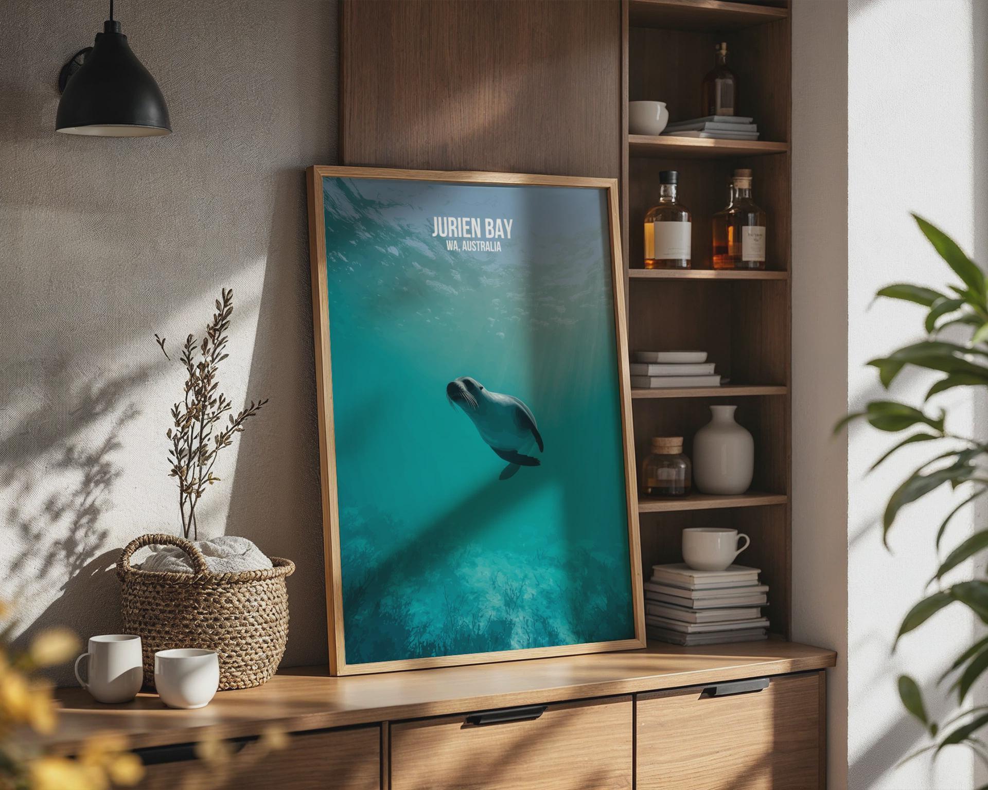 Jurien Bay Sea Lion Art Print WA Australia Wall Art - Travel Wall Art