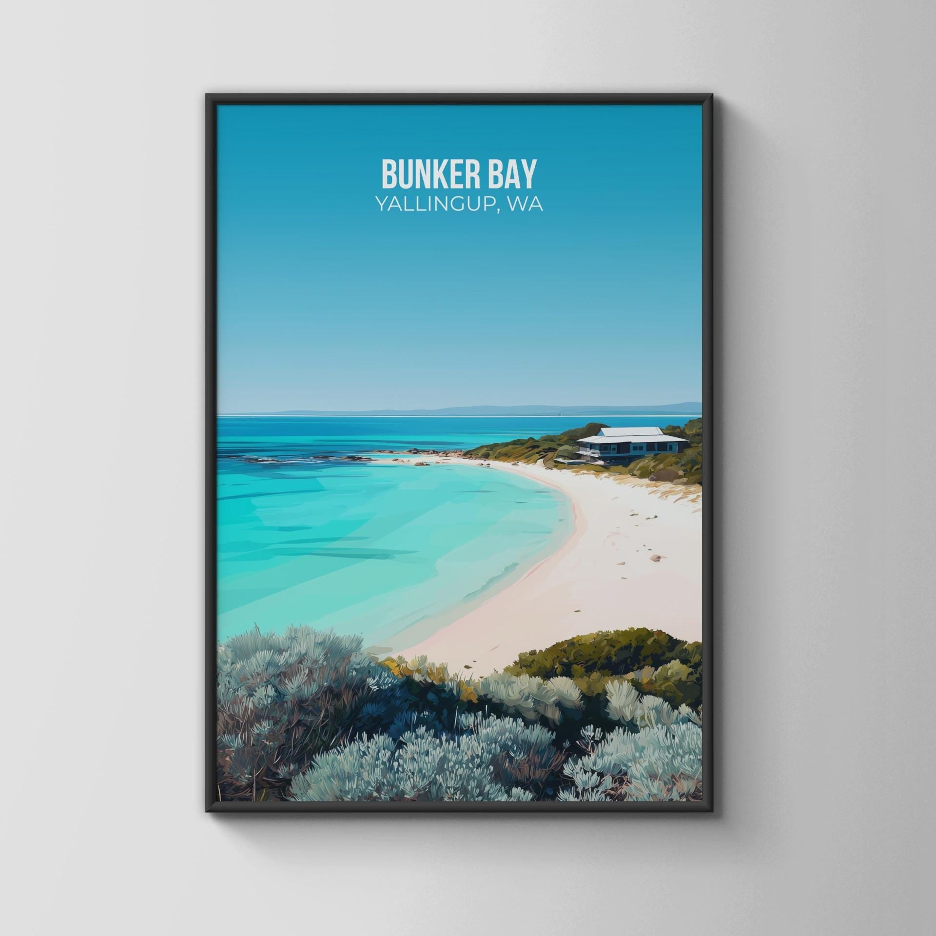 Bunker Bay Yallingup WA Coastal Poster Art Print - Travel Wall Art
