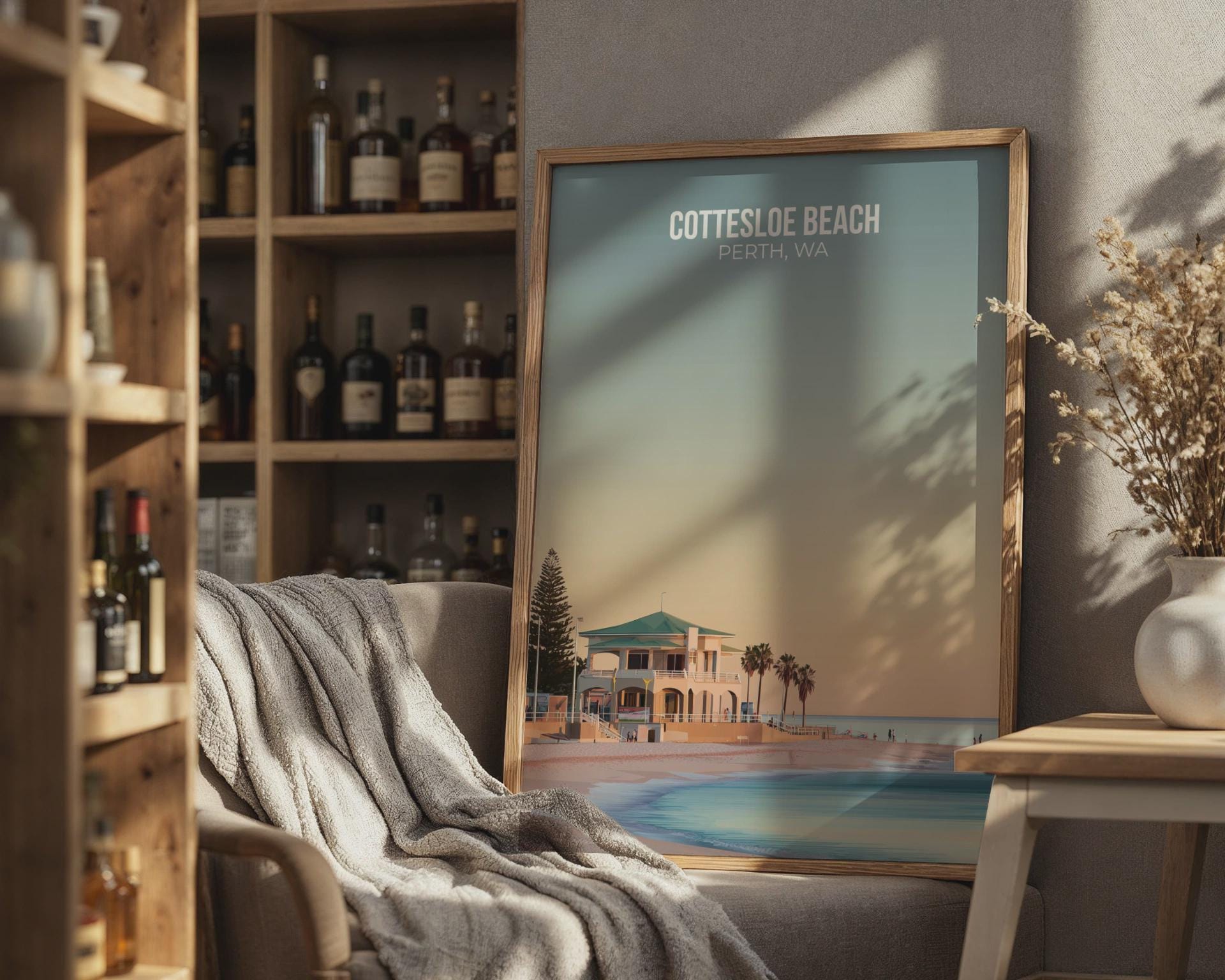 Cottesloe Beach Perth WA Poster Coastal Art Print - Travel Wall Art