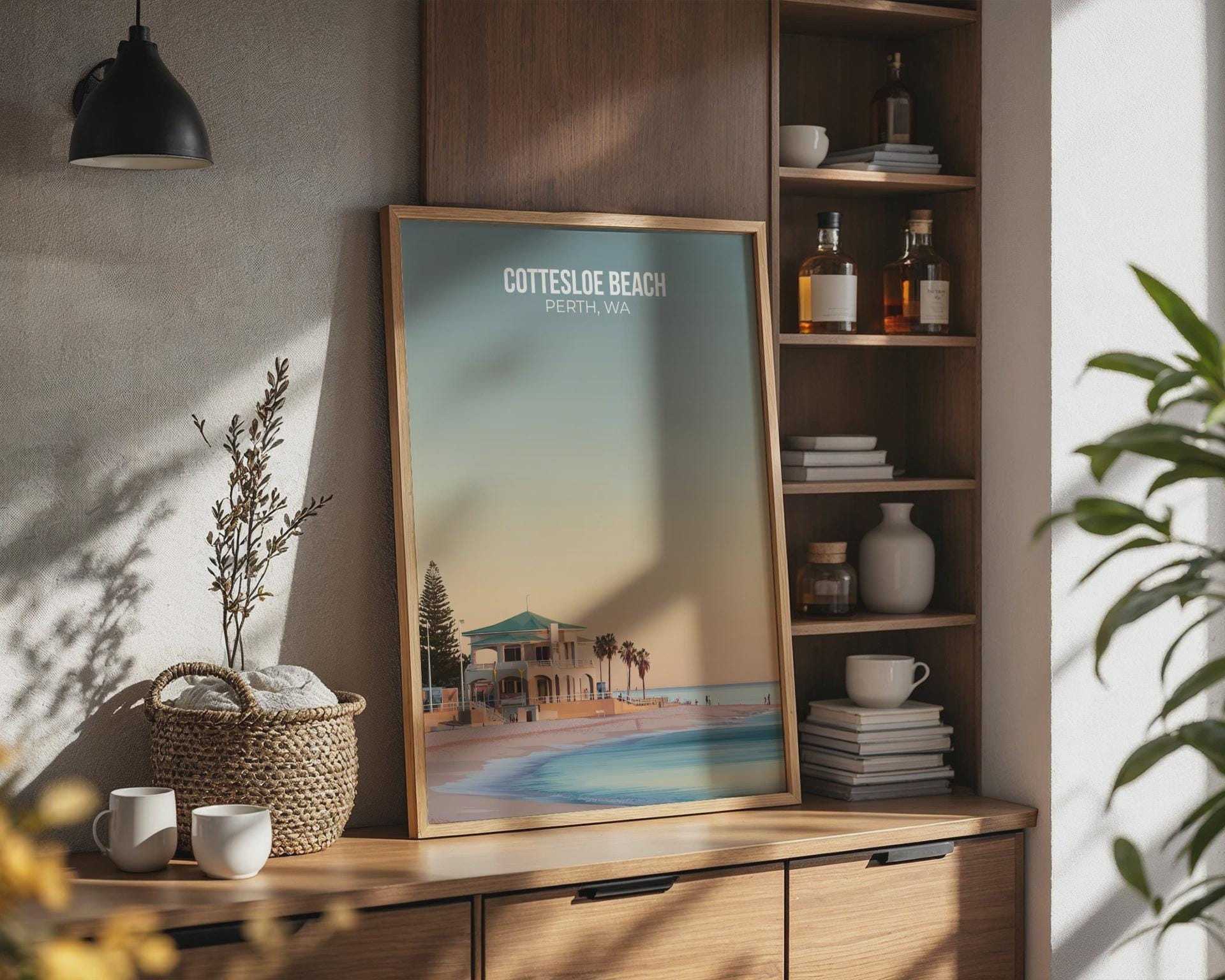 Cottesloe Beach Perth WA Poster Coastal Art Print - Travel Wall Art