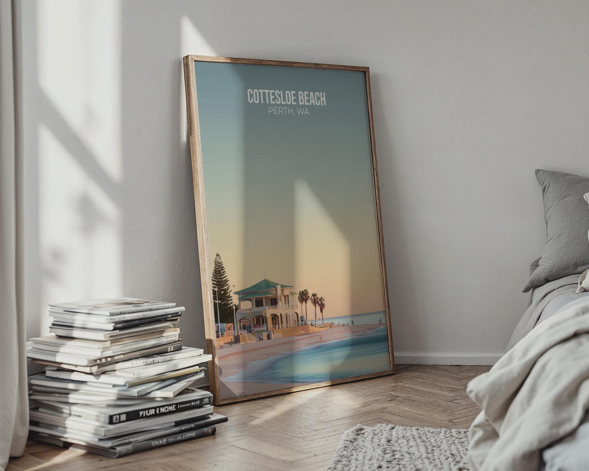 Cottesloe Beach Perth WA Poster Coastal Art Print - Travel Wall Art