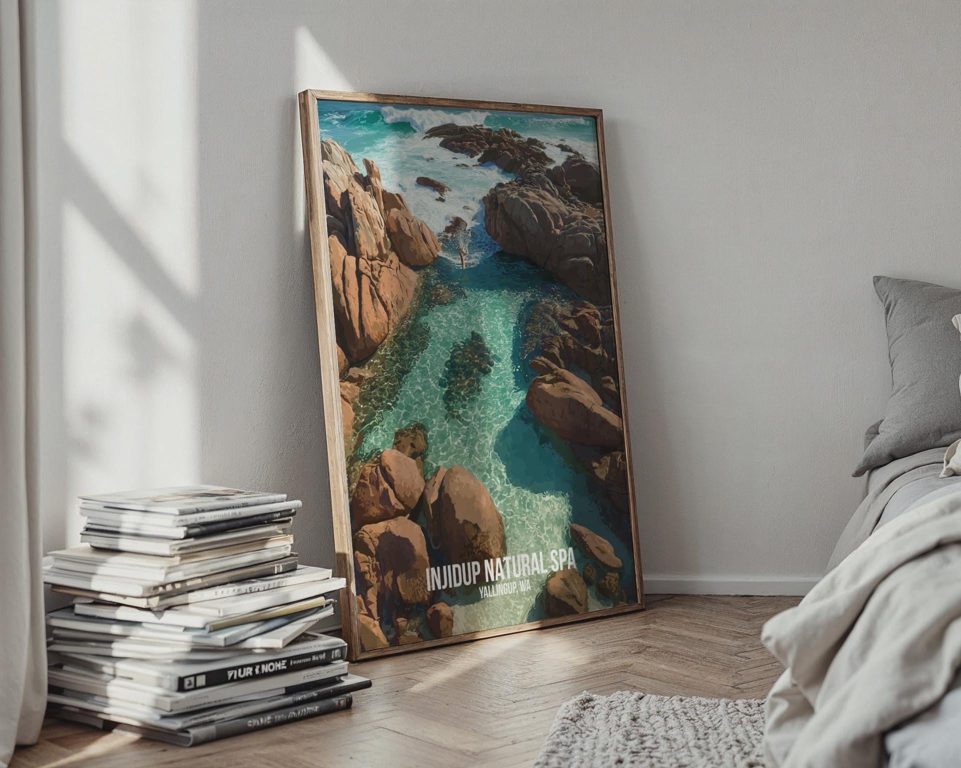 Injidup Natural Spa Wall Art Poster Yallingup WA Coastal Landscape Print - Travel Wall Art