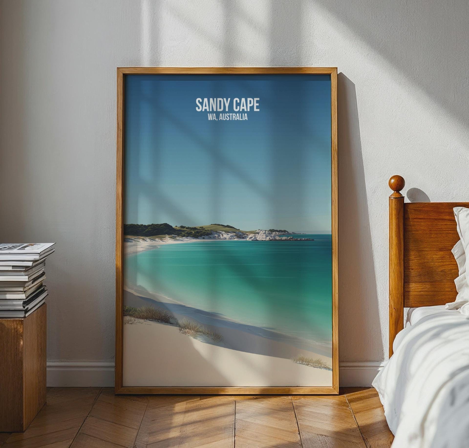 Sandy Cape WA Australia Travel Poster Print Wall Art - Travel Wall Art