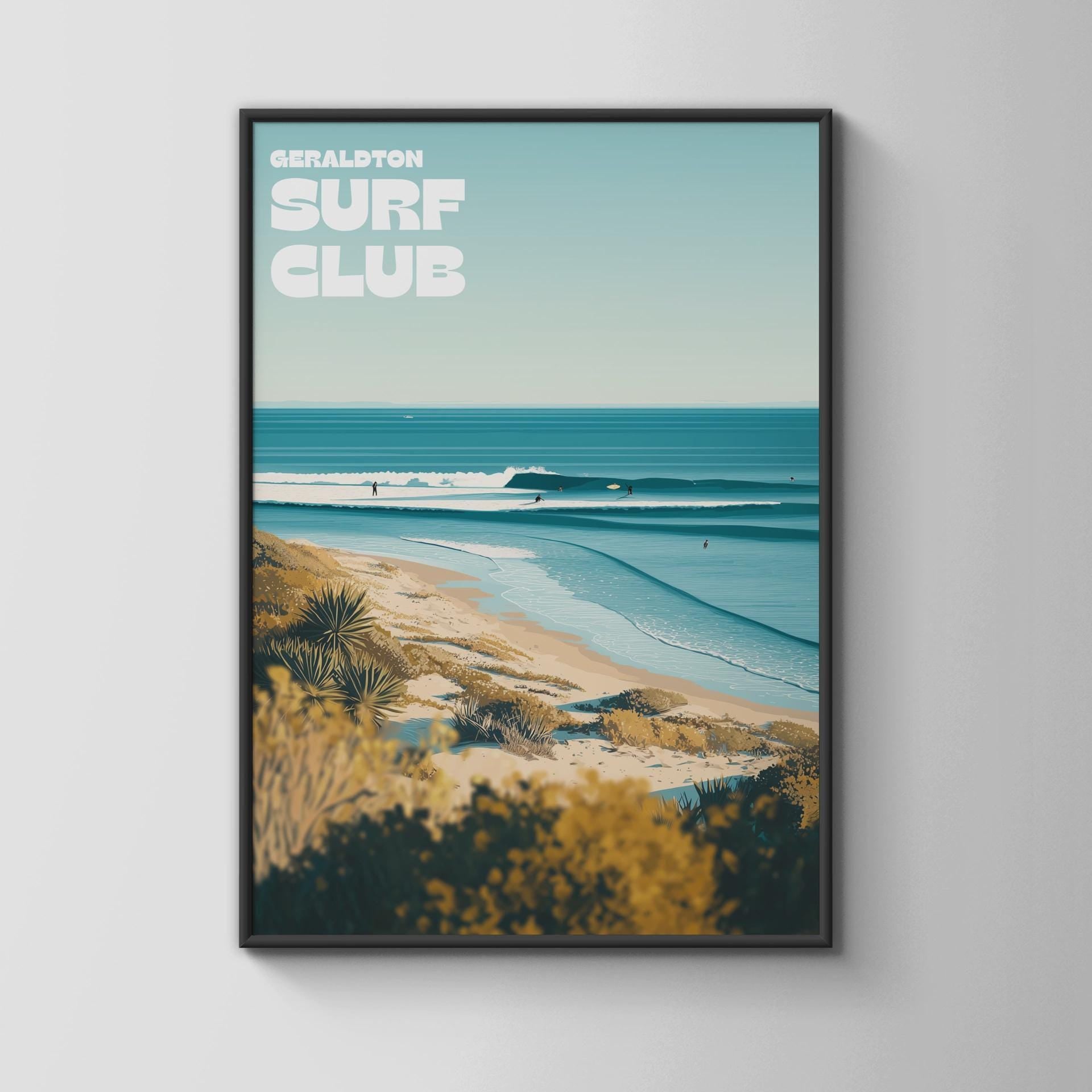 Geraldton Surf Club Poster Coastal Wall Art - Travel Wall Art