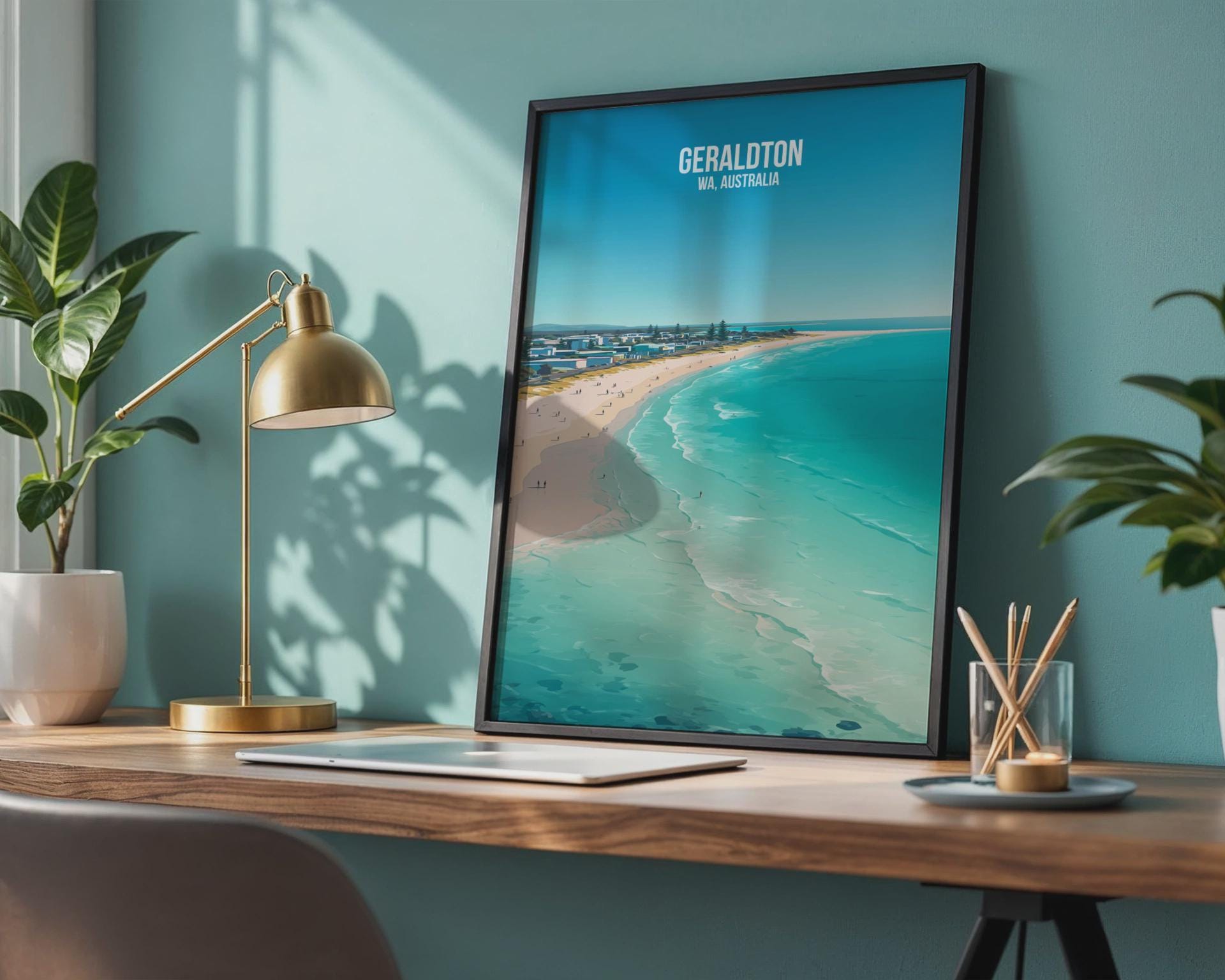Geraldton WA Australia Beach Landscape Poster Art Print - Travel Wall Art
