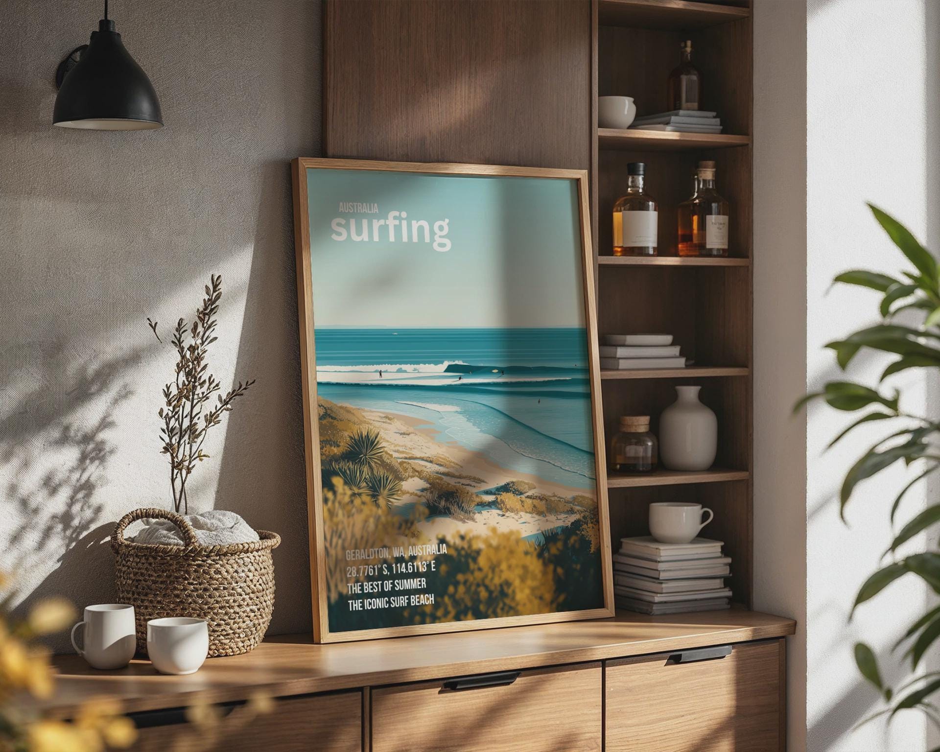 Australia Surfing Print Geraldton Wall Art Landscape Beach Poster - Travel Wall Art