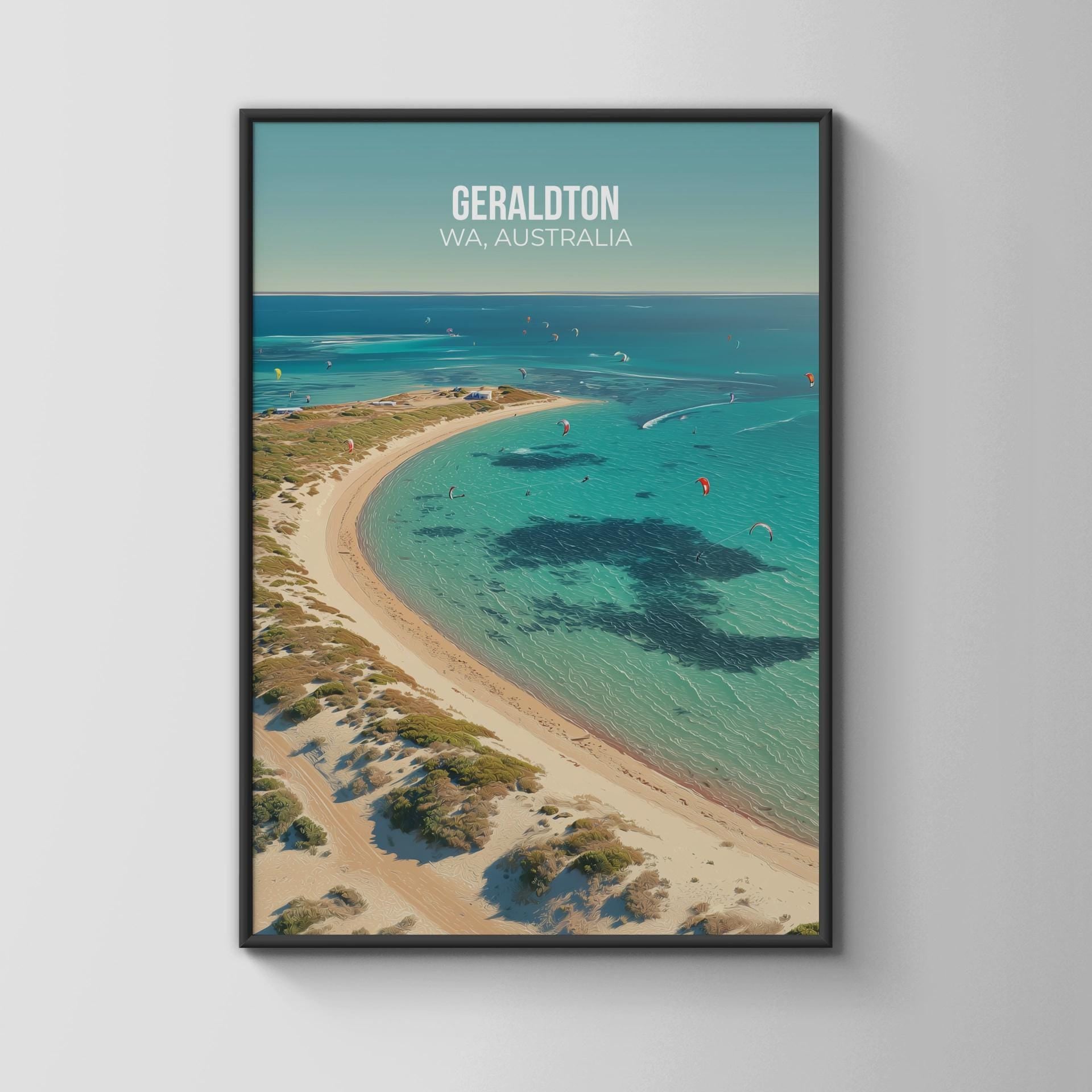 Geraldton WA Australia Beach Poster Art Print - Travel Wall Art