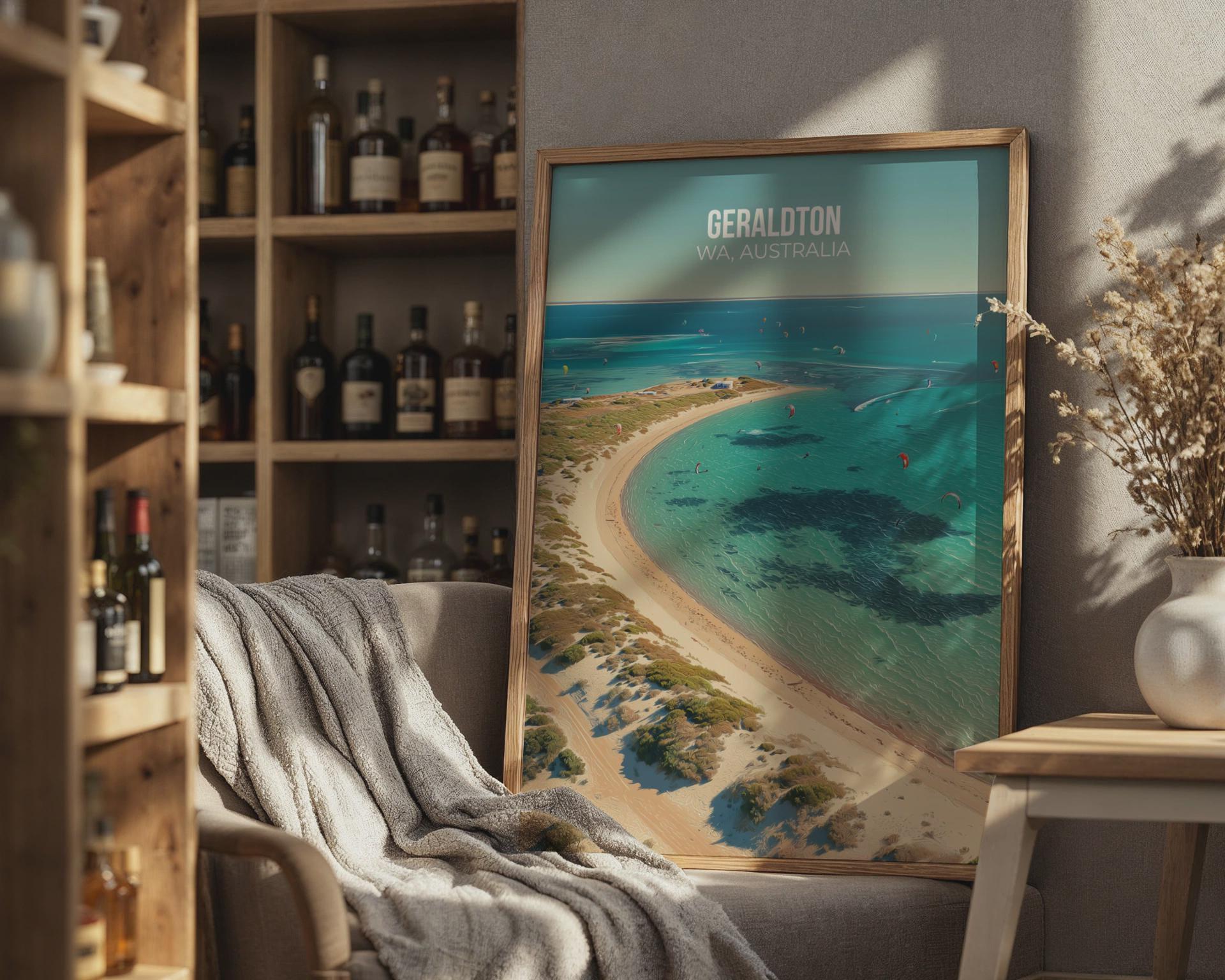 Geraldton WA Australia Beach Poster Art Print - Travel Wall Art