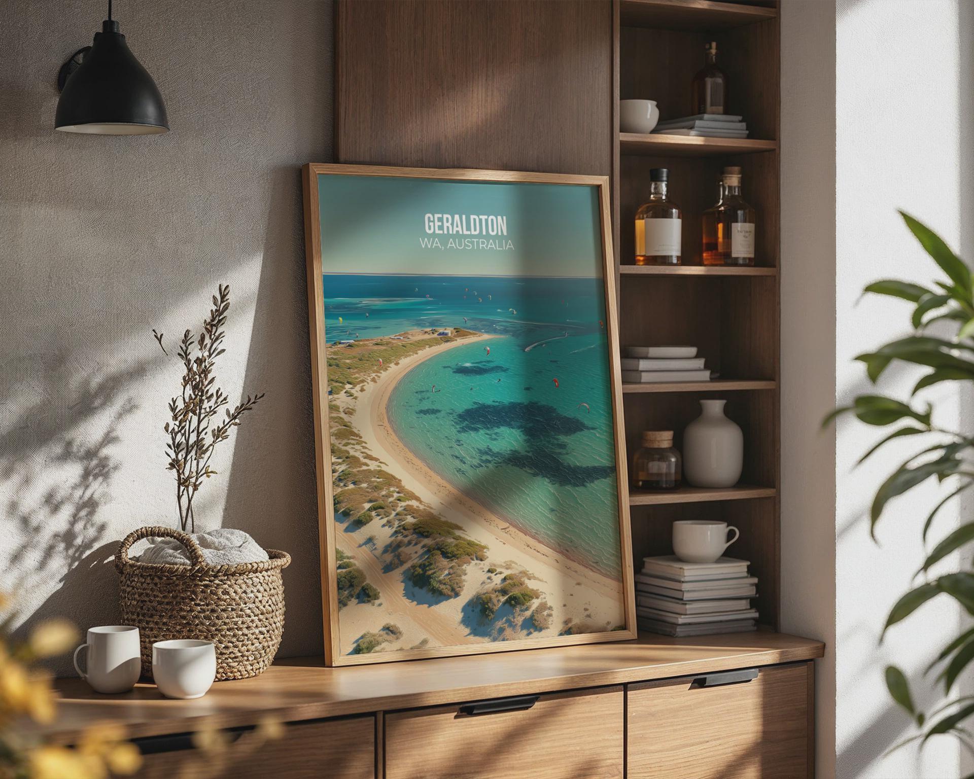 Geraldton WA Australia Beach Poster Art Print - Travel Wall Art