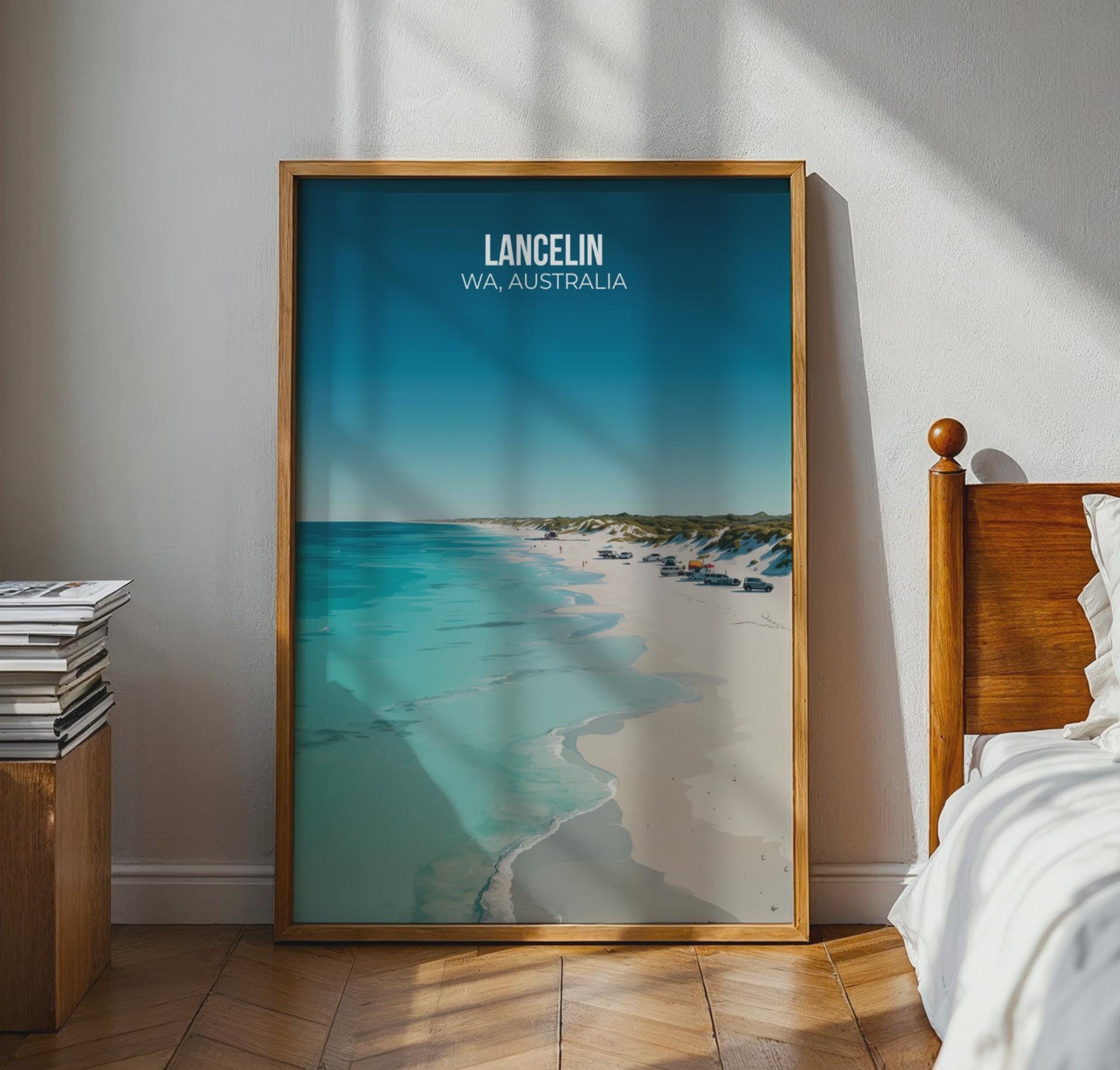 Lancelin Beach Poster WA Australia Coastal Art Print - Travel Wall Art