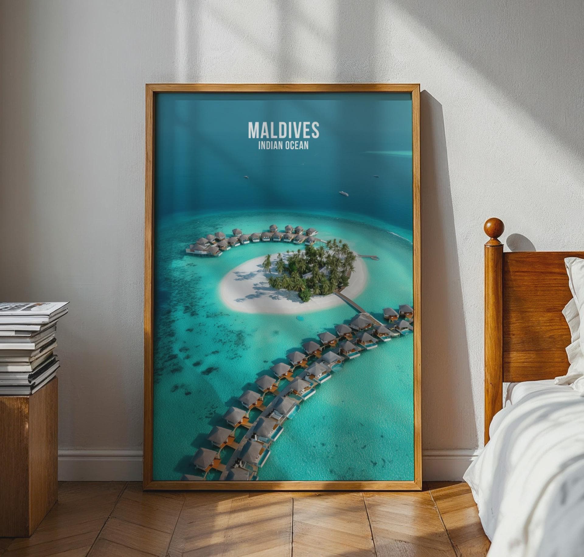 Maldives Indian Ocean Travel Poster Print Wall Art - Travel Wall Art