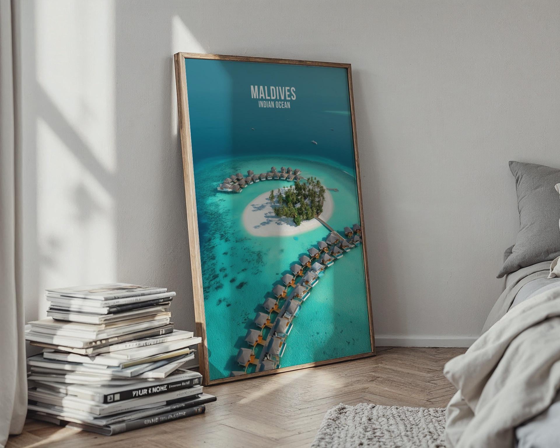 Maldives Indian Ocean Travel Poster Print Wall Art - Travel Wall Art