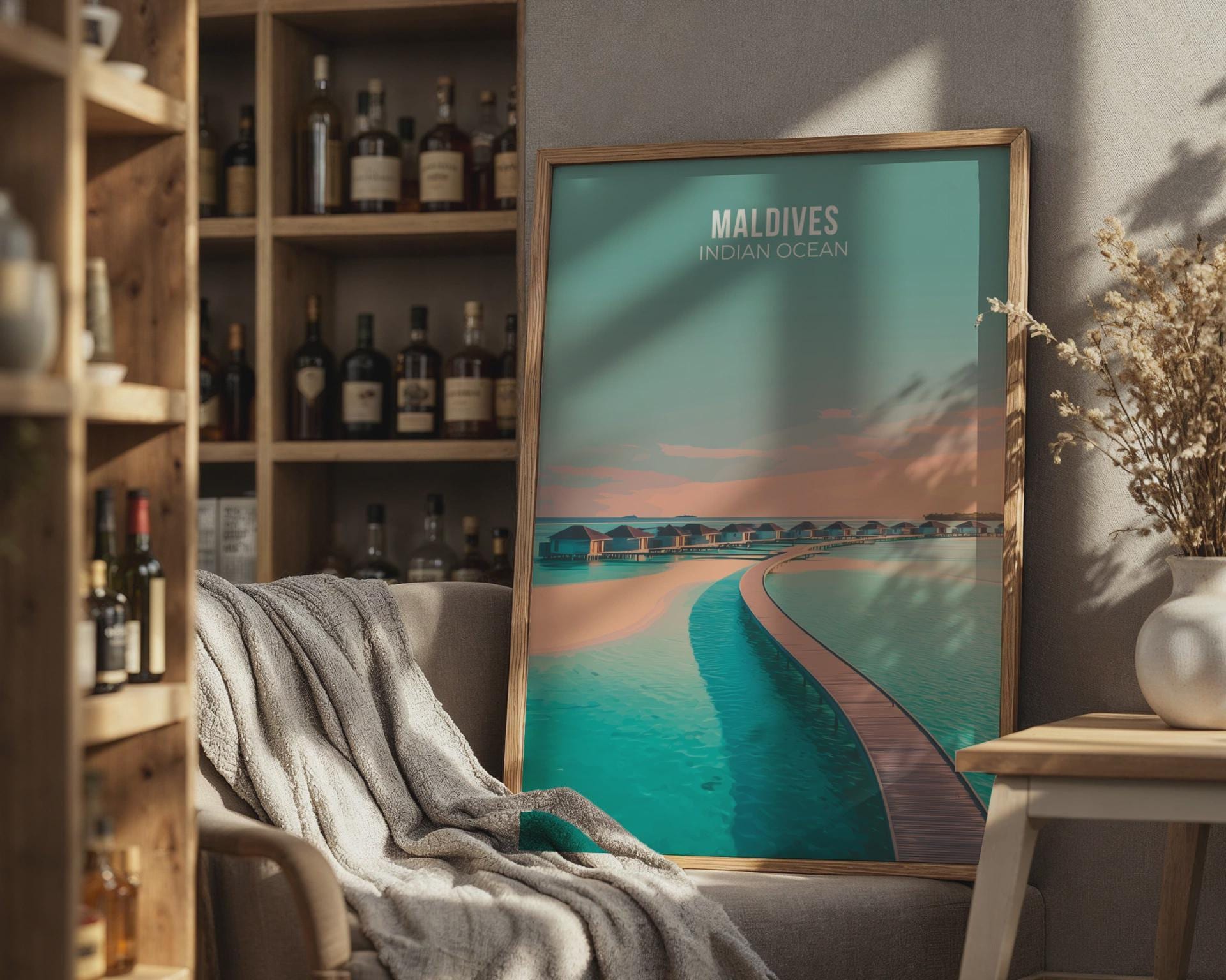 Maldives Indian Ocean Travel Poster Art Print - Travel Wall Art