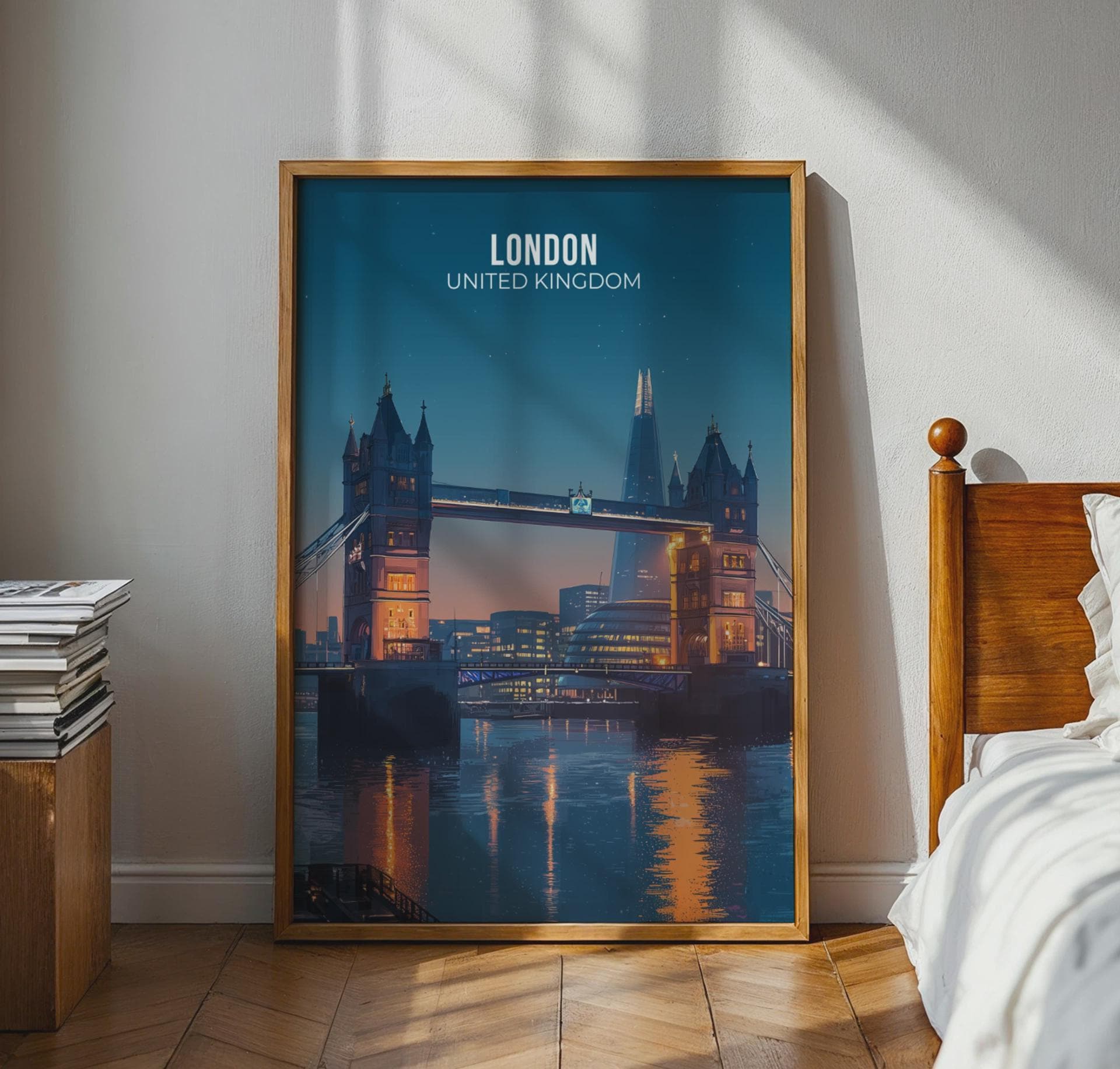 London Bridge Print Night Sky Art - Travel Wall Art