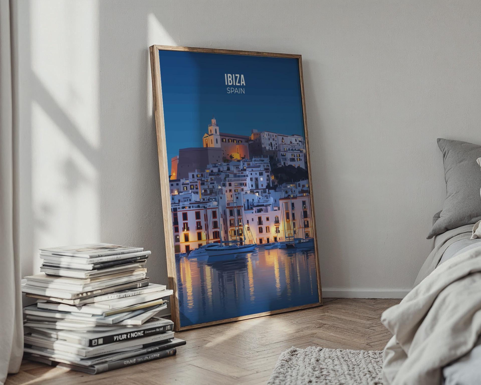 Ibiza Spain Art Print Cityscape Poster - Travel Wall Art