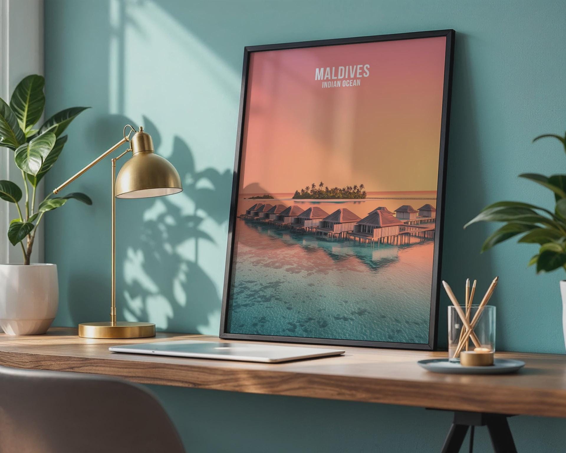 Maldives Wall Art Poster Indian Ocean Artwork - Travel Wall Art