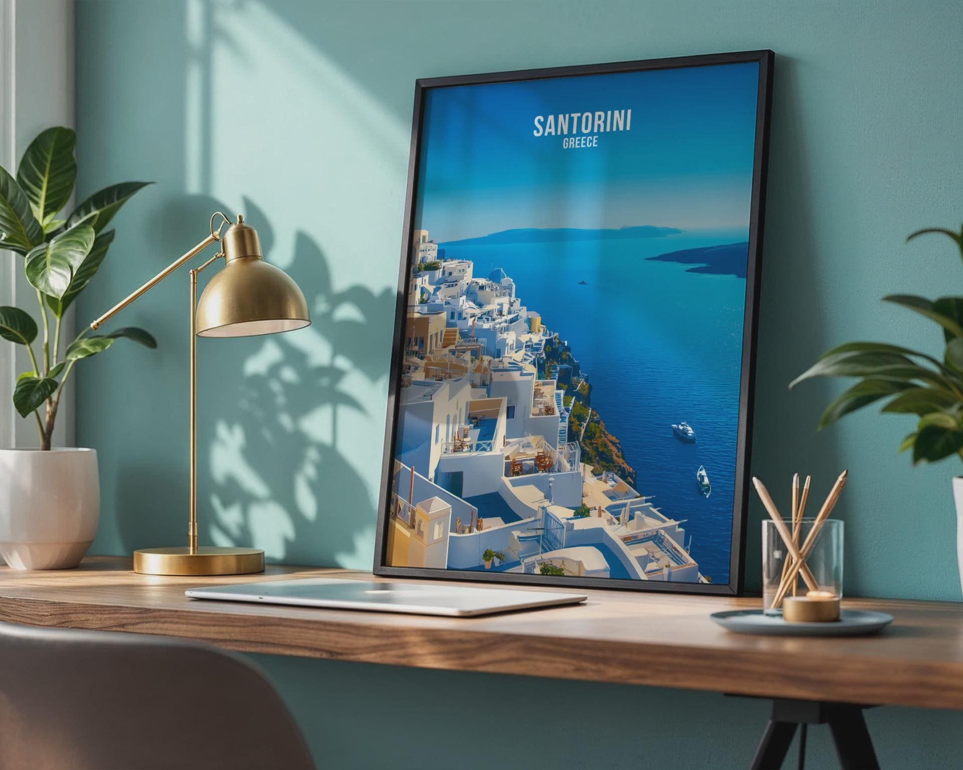 Santorini Greece Travel Poster Art Print - Travel Wall Art