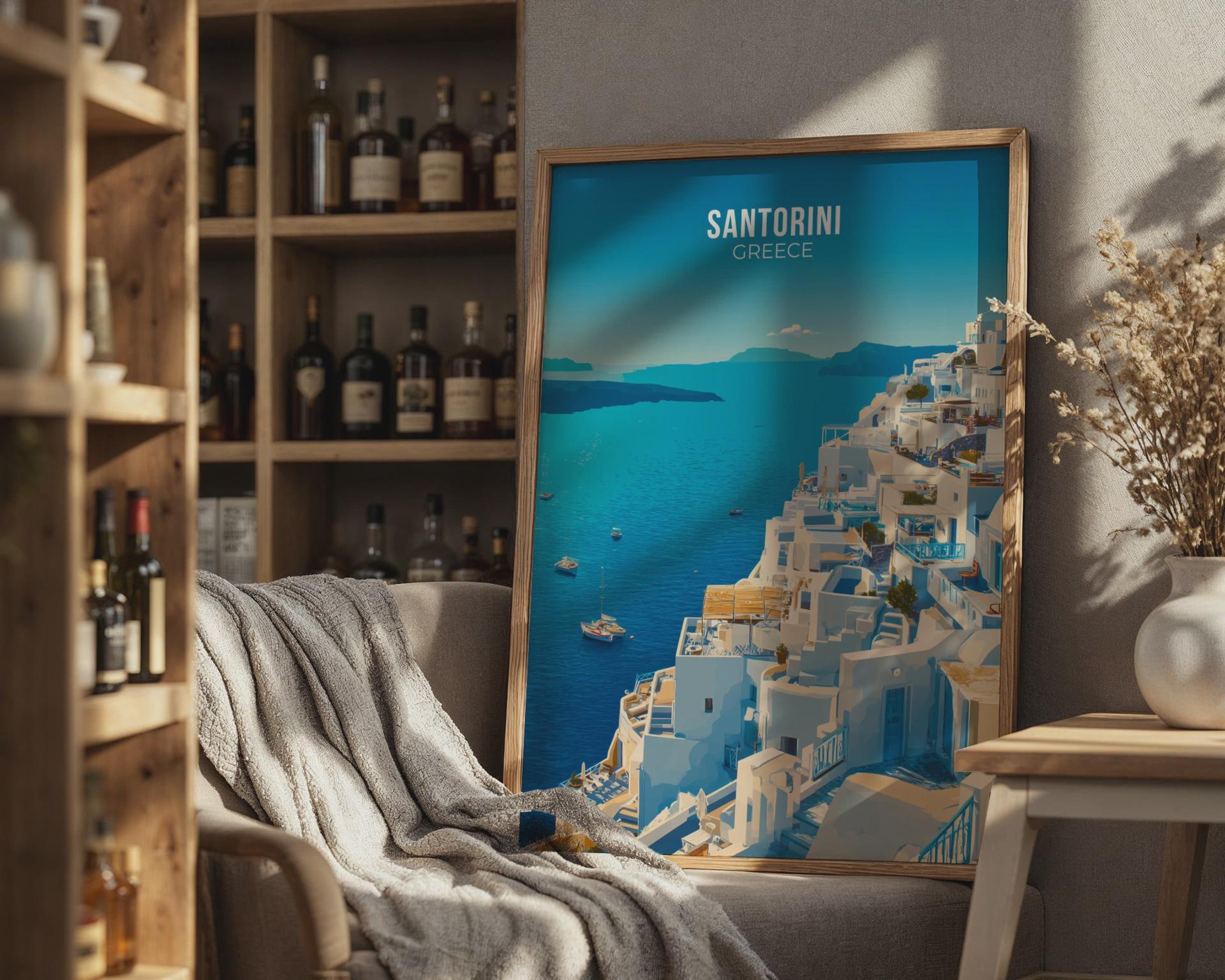 Santorini Greece Wall Art Print - Travel Wall Art