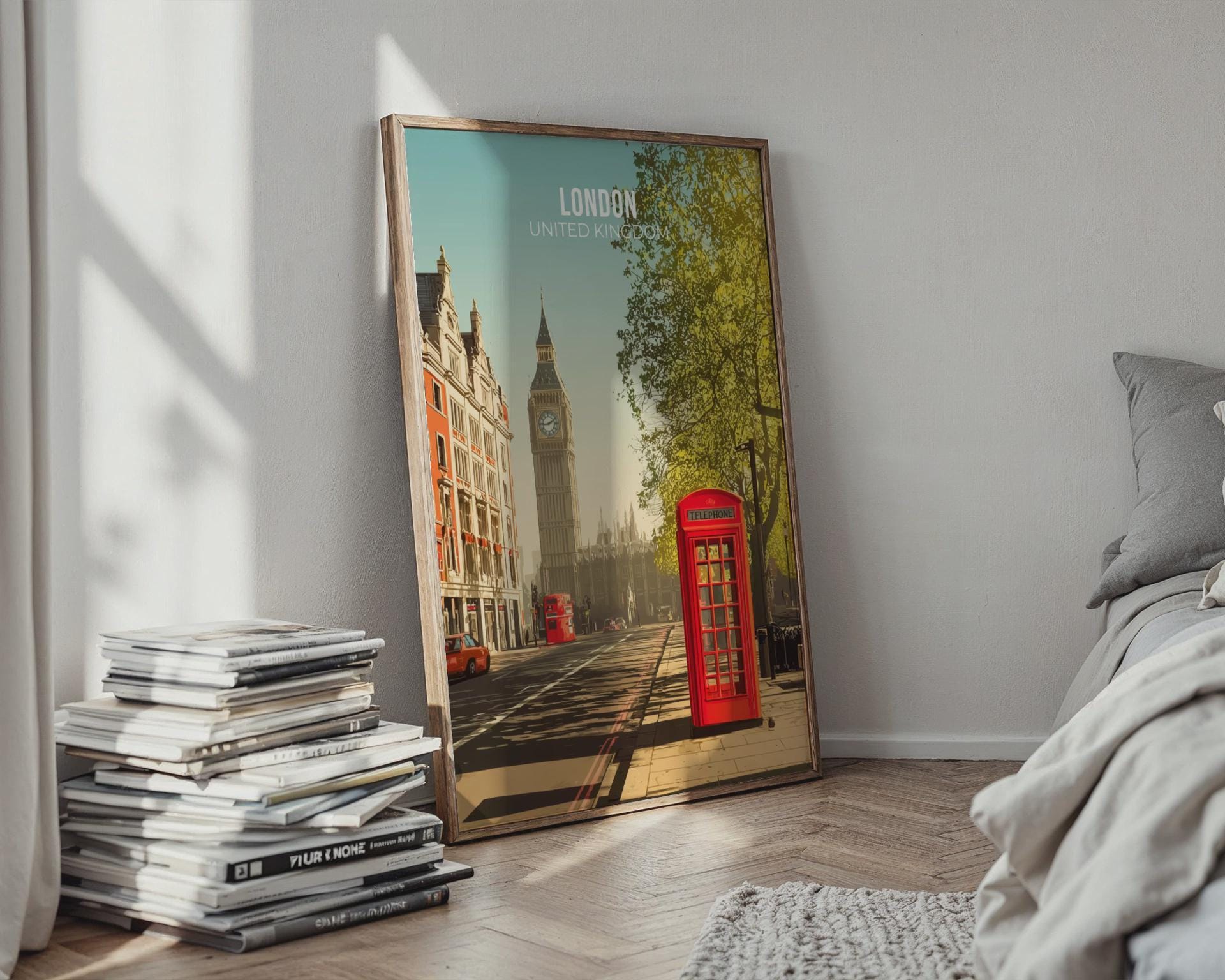 London Print Big Ben Telephone Box Wall Art - Travel Wall Art