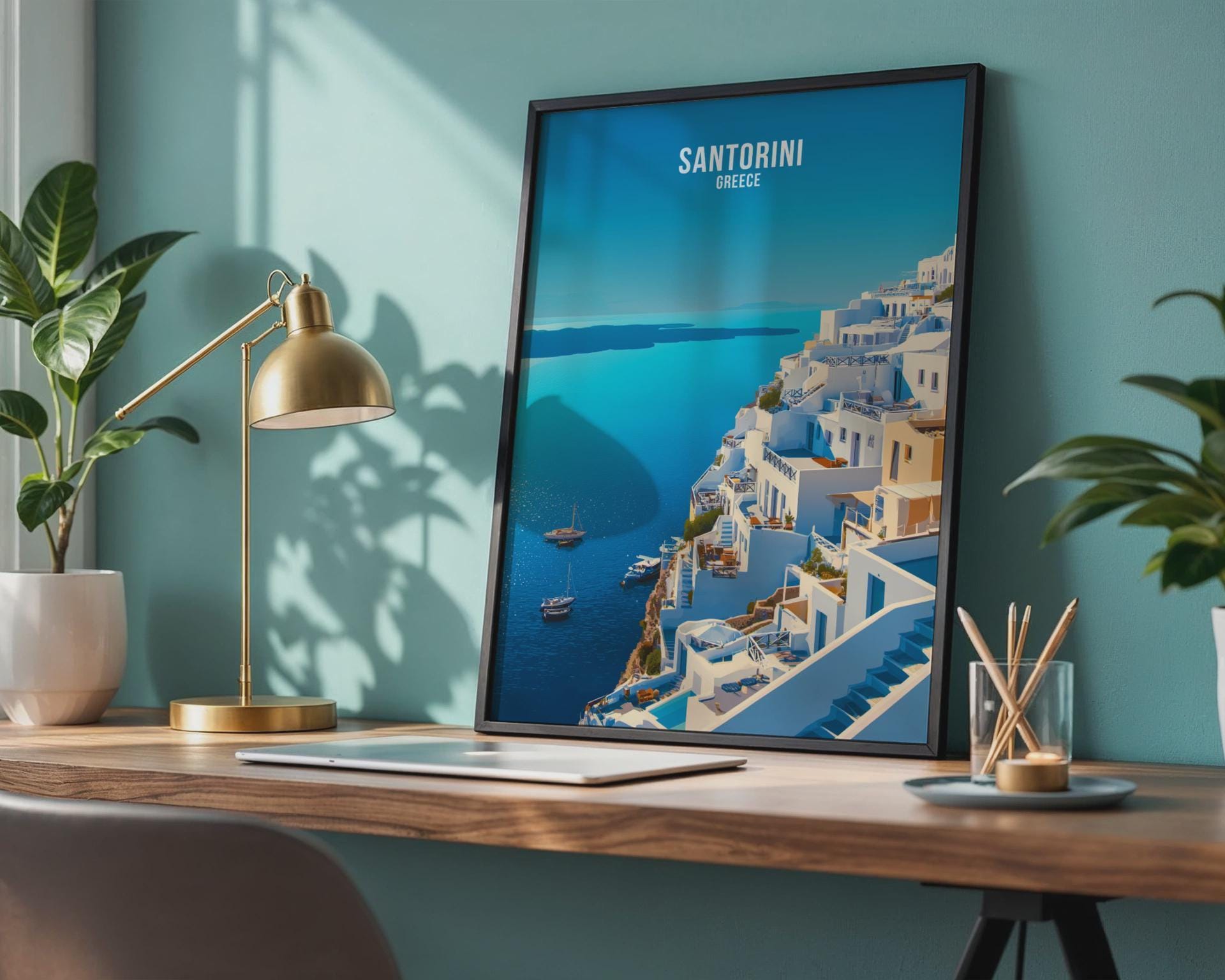 Santorini Greece Travel Poster Art Print - Travel Wall Art