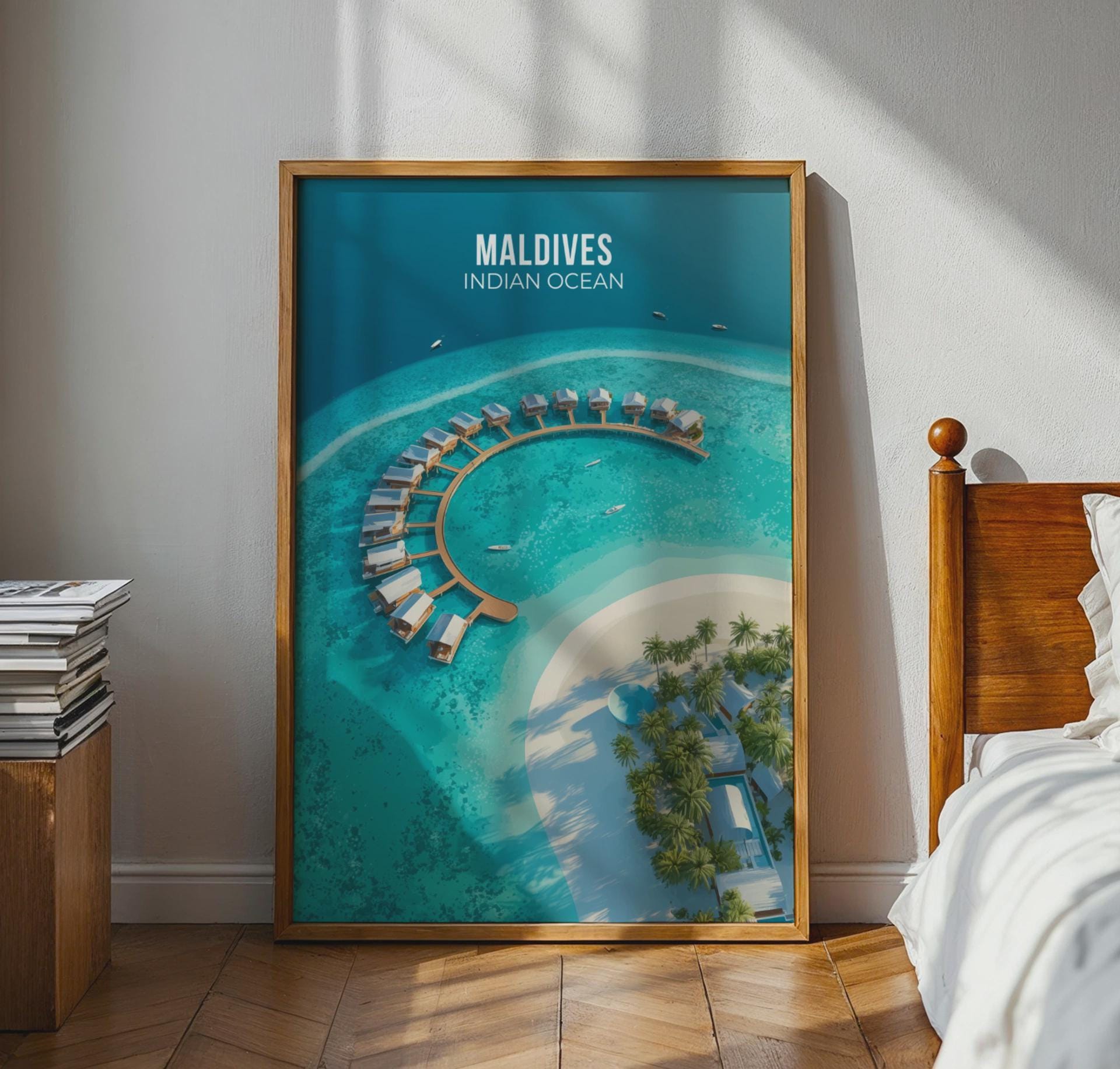 Maldives Indian Ocean Travel Poster Wall Art Print - Travel Wall Art