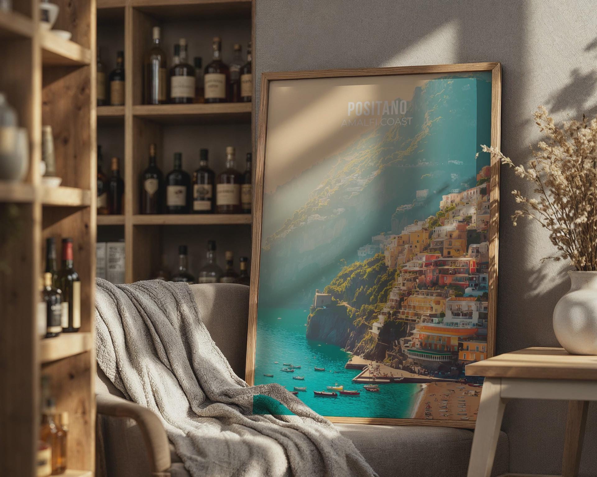 Positano Amalfi Coast Art Print Landscape Scenery - Travel Wall Art