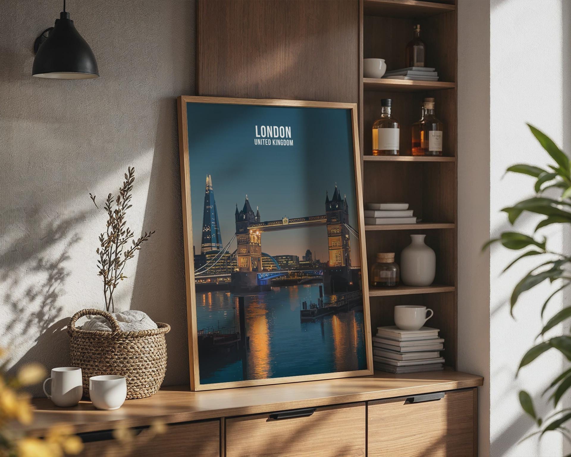 London Tower Bridge Poster Night Scene Art Print - Travel Wall Art