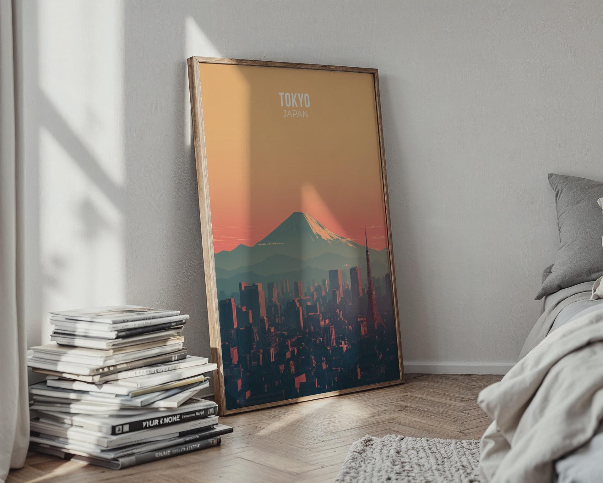 Tokyo Japan Print Mountain Fuji Cityscape Wall Art - Travel Wall Art