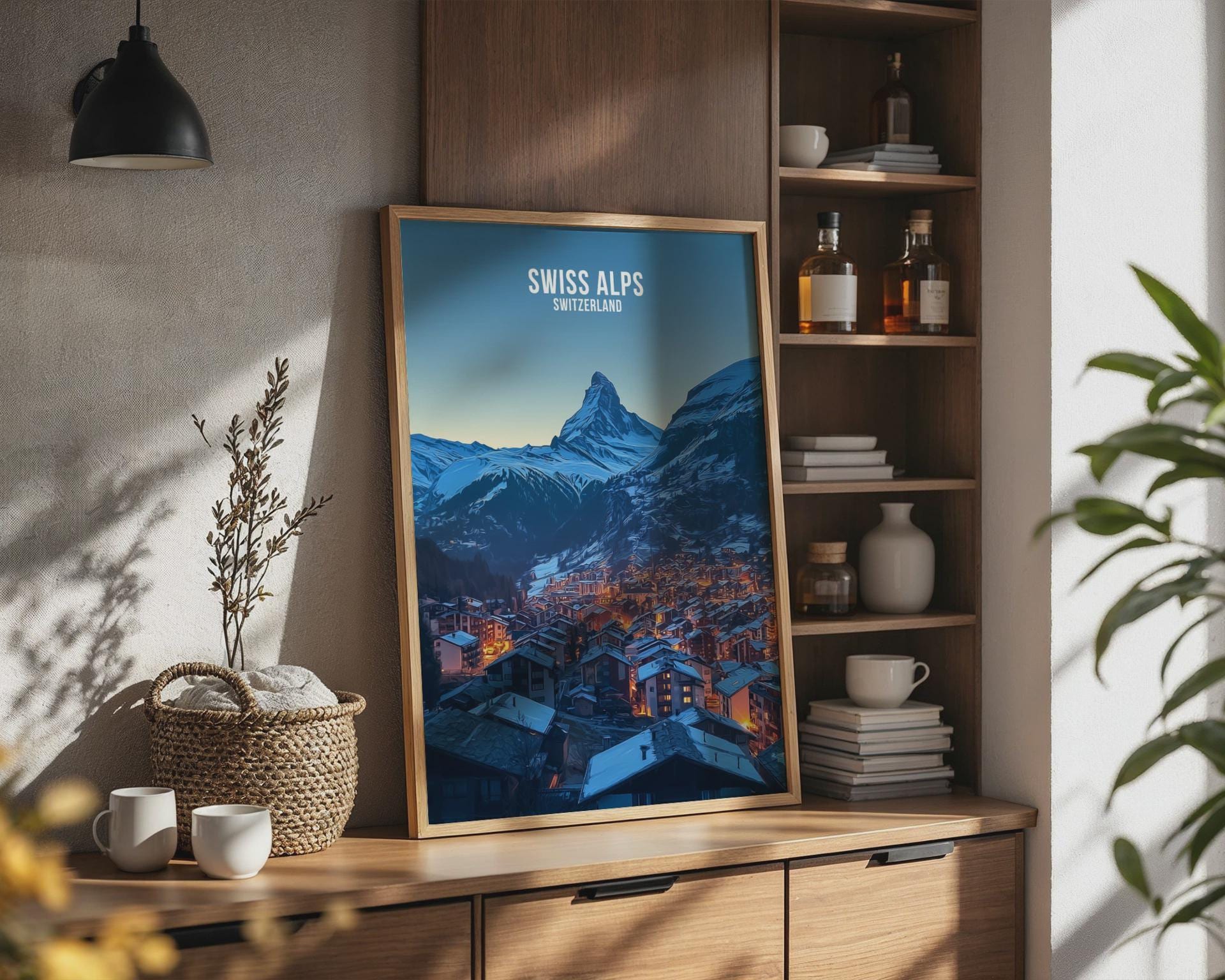 Swiss Alps Poster Mountain View Art Print - Travel Wall Art