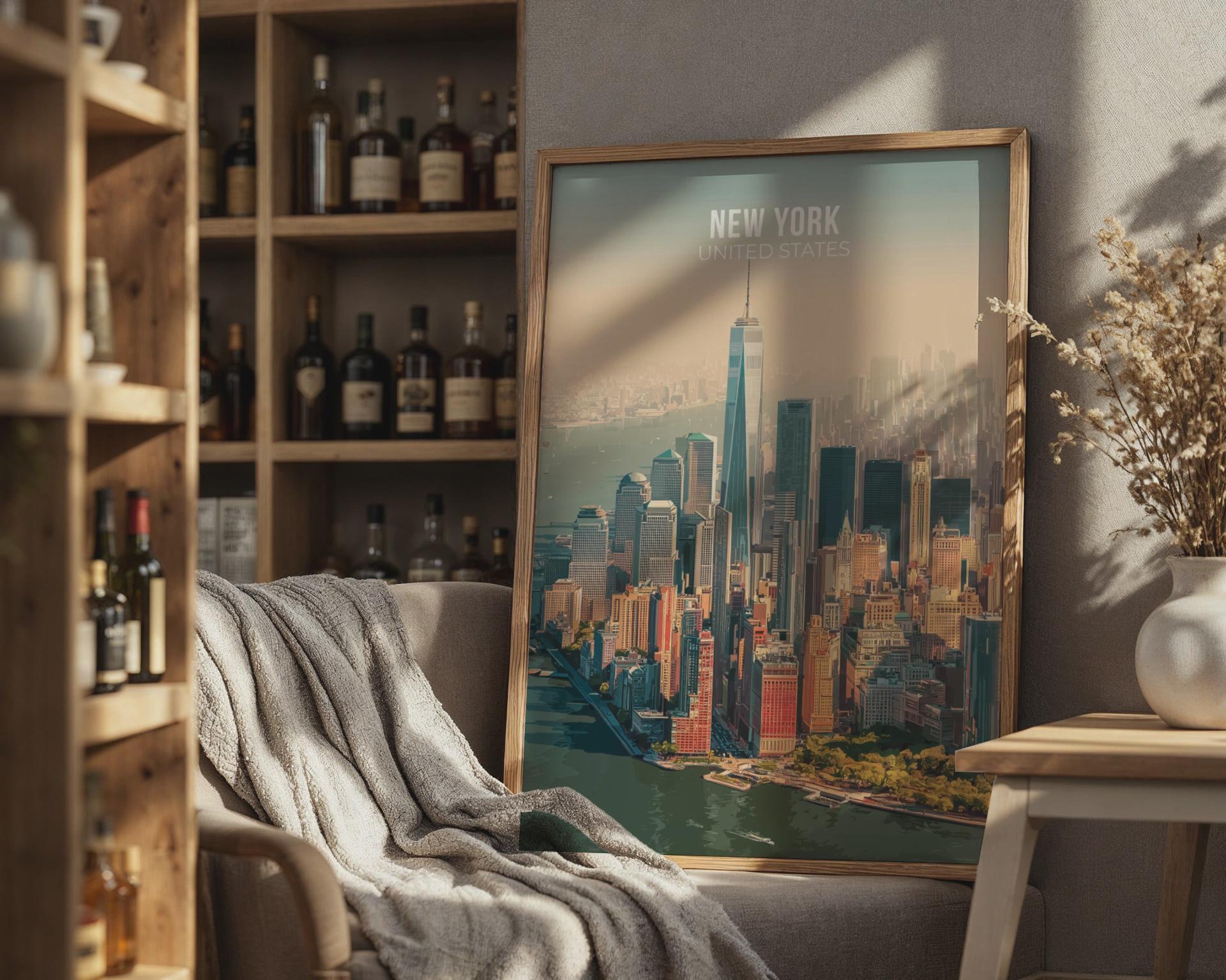 New York City Skyline Poster Art Print - Travel Wall Art